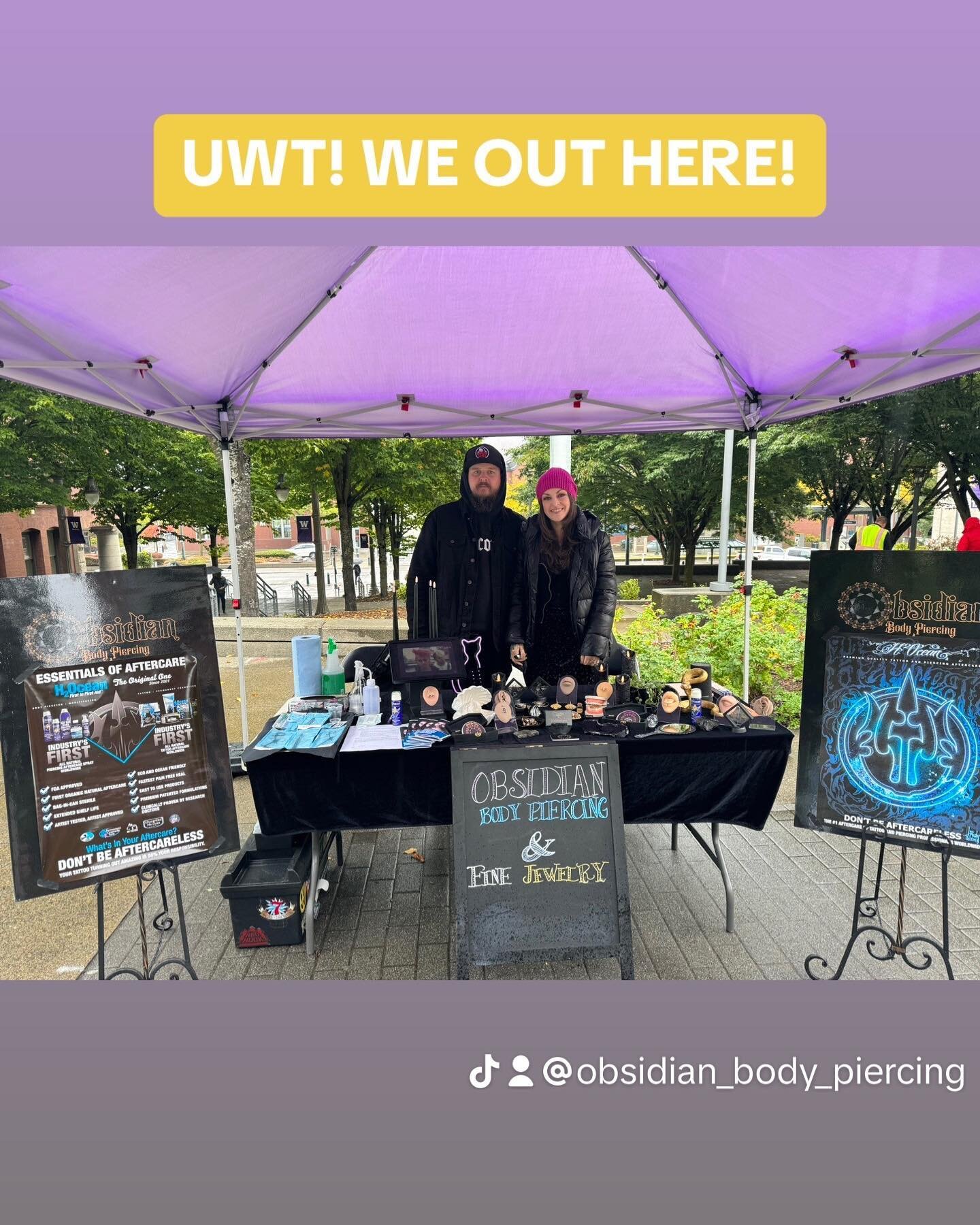 WE OUT HERE!!! @University of Washington TACOMA!!! Come swing by for some info during Husky Hour! #ob#obsidianbodypiercing #bodypiercing #bodyjewelry #finejewelry #piercing #h2ocean #aftercare #piercingaftercare #toothgems #tacoma #piercecounty #uwt 