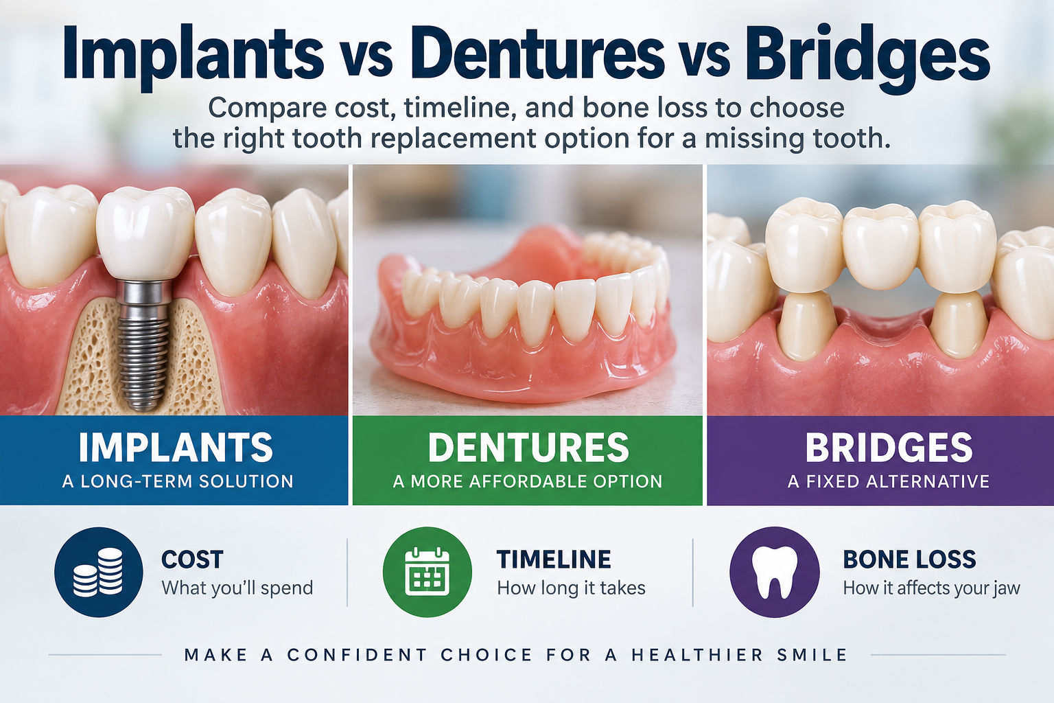 Dental Implants, Dentures &amp; Bridges: How to Choose the Right Tooth Replacement
