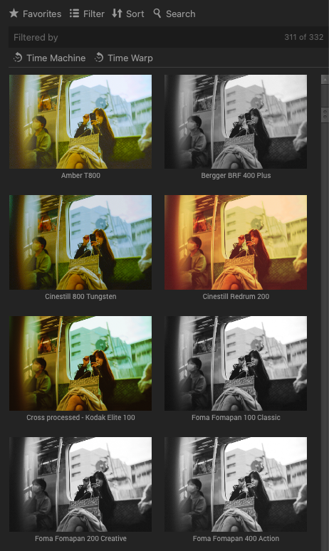 Screenshot of Filmpack8 presets