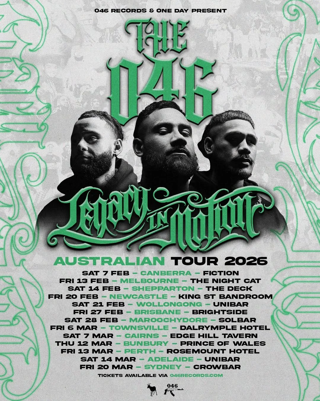 THE 046 ARE COMING TO KING STREET.
Fresh off a sold-out national tour with ONEFOUR and winning Best International Artist at the 2025 Pacific Music Awards, West Sydney's finest are hitting the road with their new album Legacy in Motion.
From &quot;For