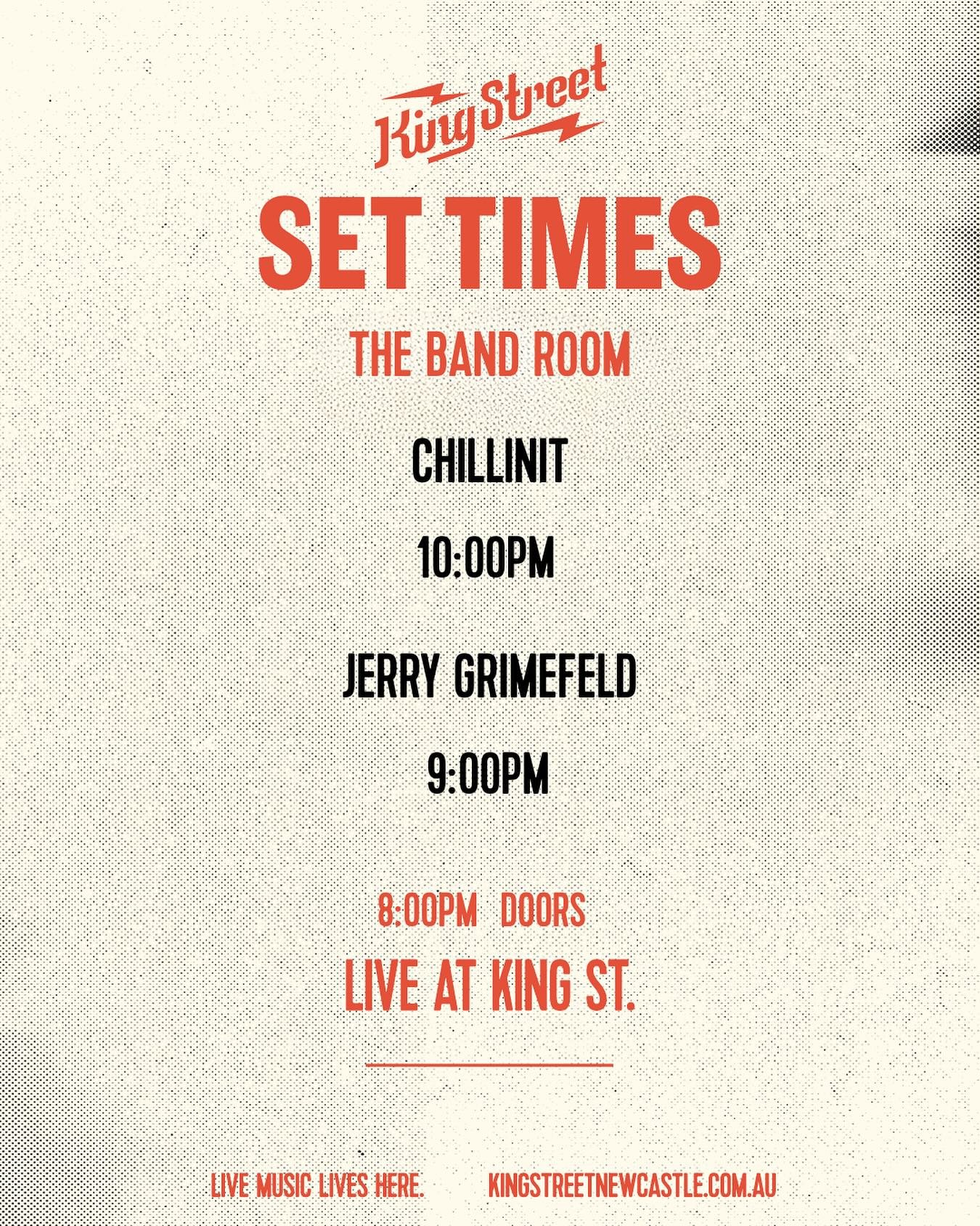 Set times for @chillinit.420 in the Bandroom on Friday. Tickets still available!