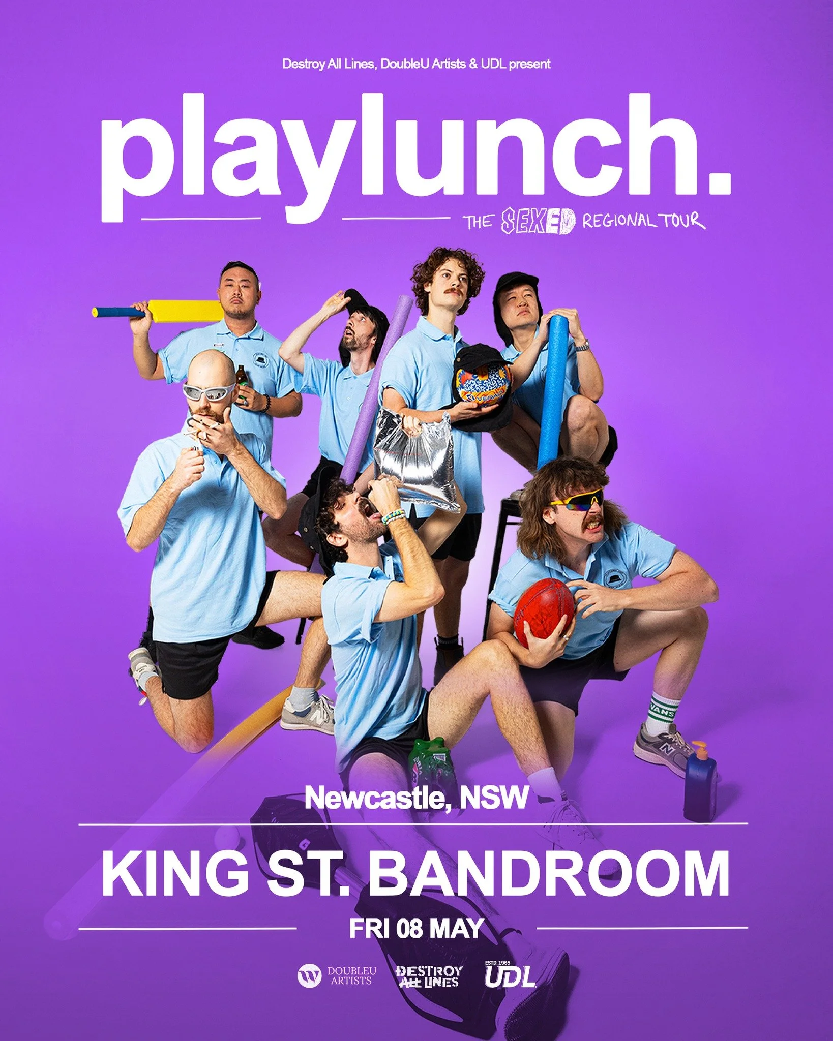𝗝𝗨𝗦𝗧 𝗔𝗡𝗡𝗢𝗨𝗡𝗖𝗘𝗗
PLAYLUNCH | SEX ED REGIONAL TOUR 🍌

Big lunch is BACK! Melbourne bogan-funk favourites Playlunch are set to bring their nostalgia-packed, good-time-guaranteed live shows across the east coast on a mammoth 29 date run in l