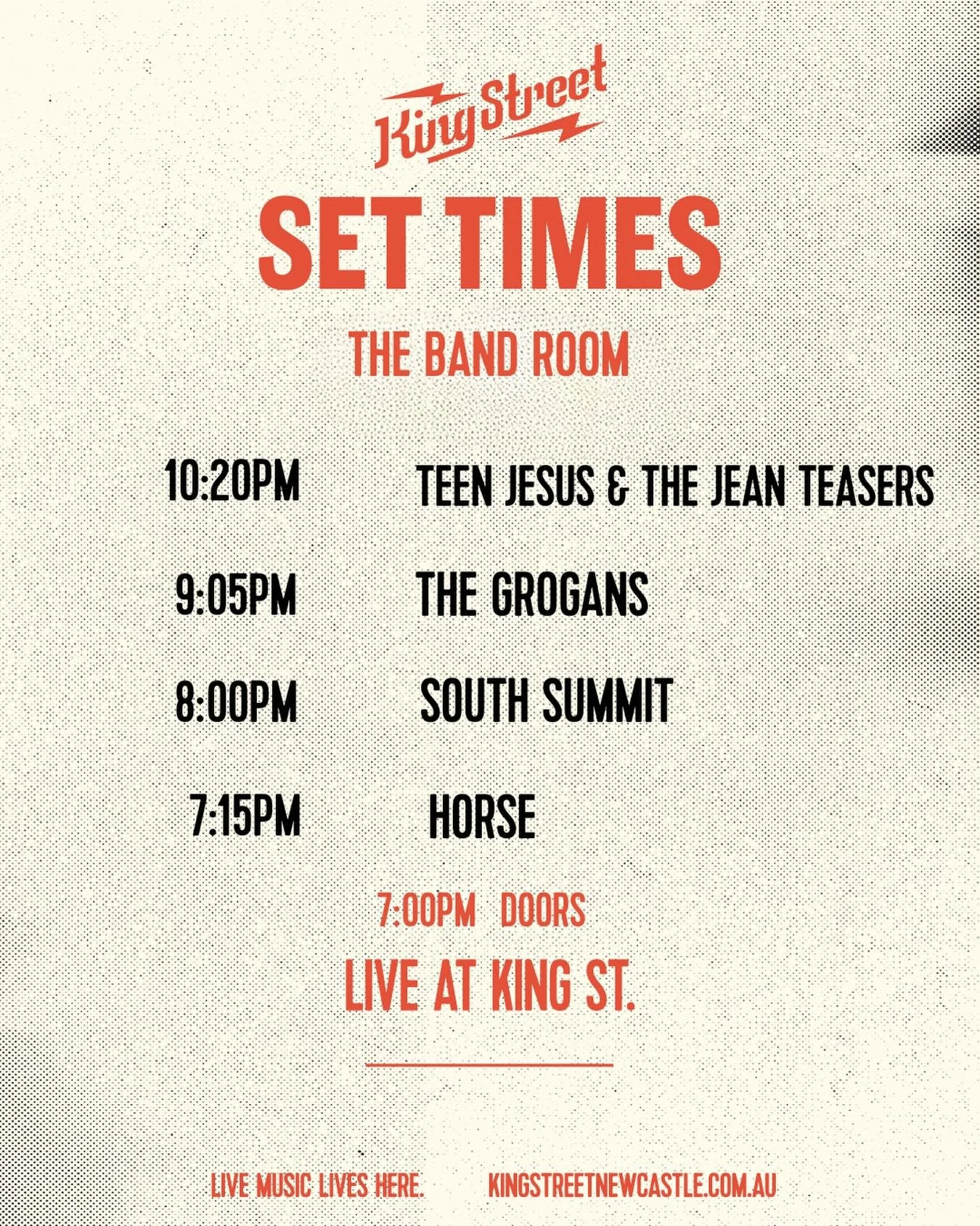 Set times for @triple_j 50 on tour tonight in the Bandroom. Limited tickets left!