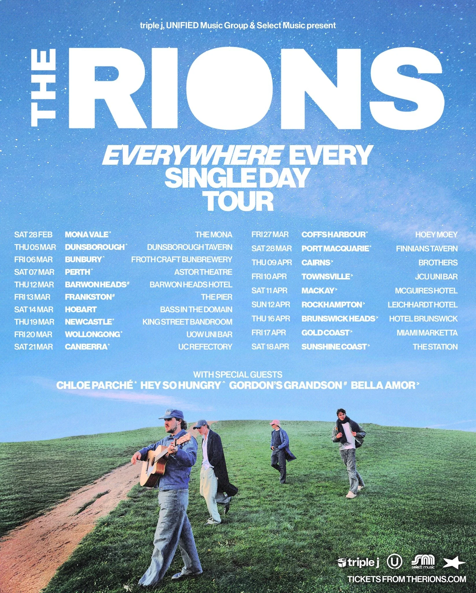JUST ANNOUNCED: The Rions bring the Everywhere Every Single Day Tour to King Street! Fresh off their #1 debut album Everything Every Single Day, Sydney's indie favourites hit 19 cities across Australia including Newcastle in March. 72 million streams