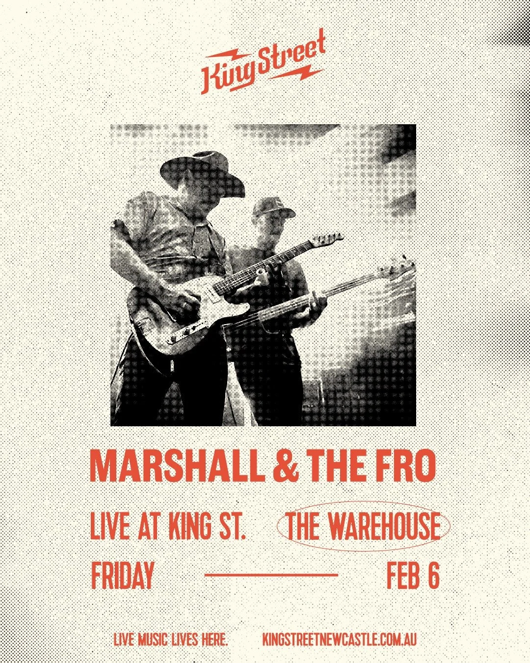 Marshall &amp; the Fro bring "Hillbilly Disco" to King Street Warehouse next week. Blues, rhythm, and that signature Fro energy that's packed out festival tents across the country. Tickets via the website.