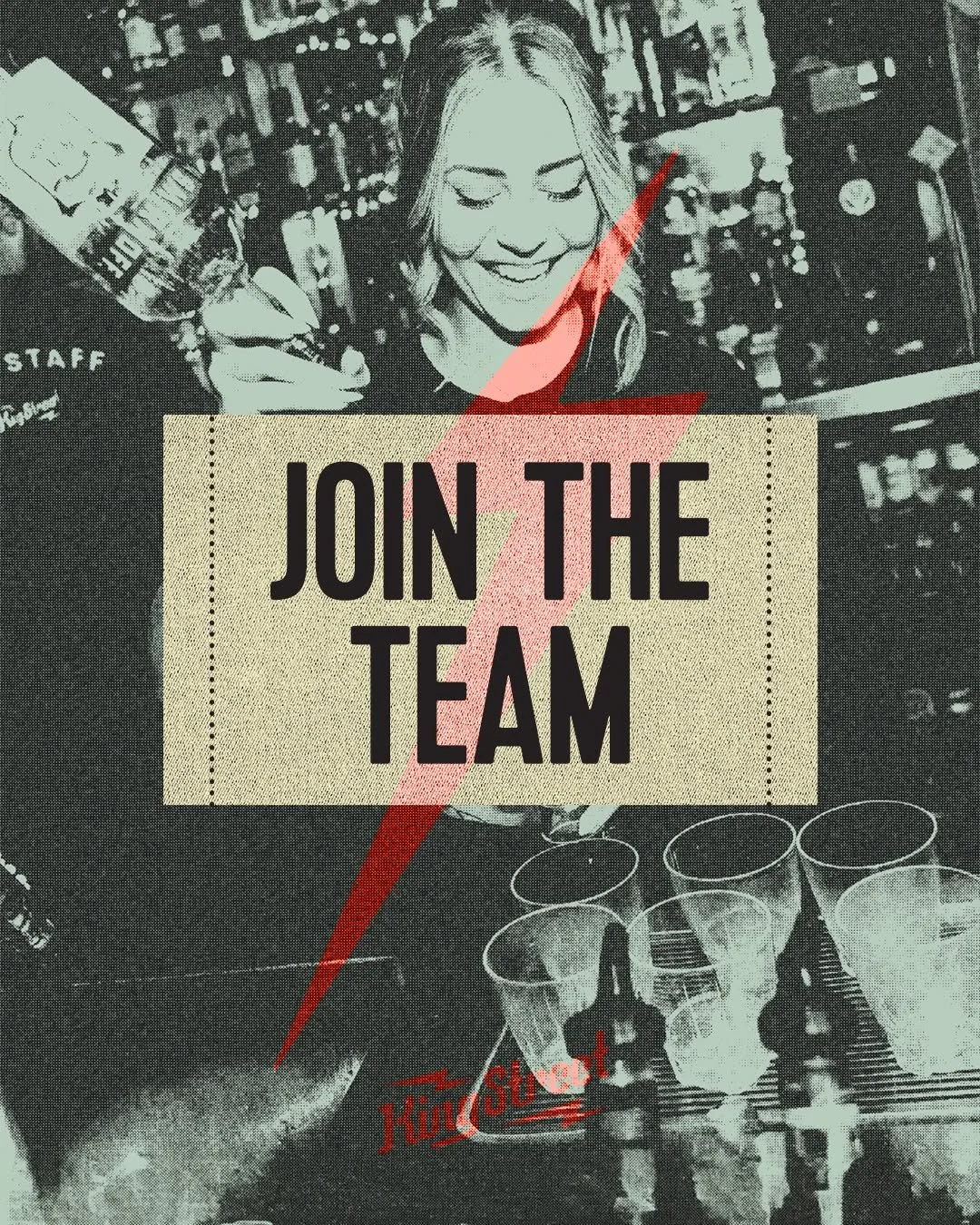 Join the team. We&rsquo;re looking for fun, energetic bar and floor staff to join the team. RSA and a love for music required.

Fill out the form via our website at kingstreetnewcastle.com.au/hiring