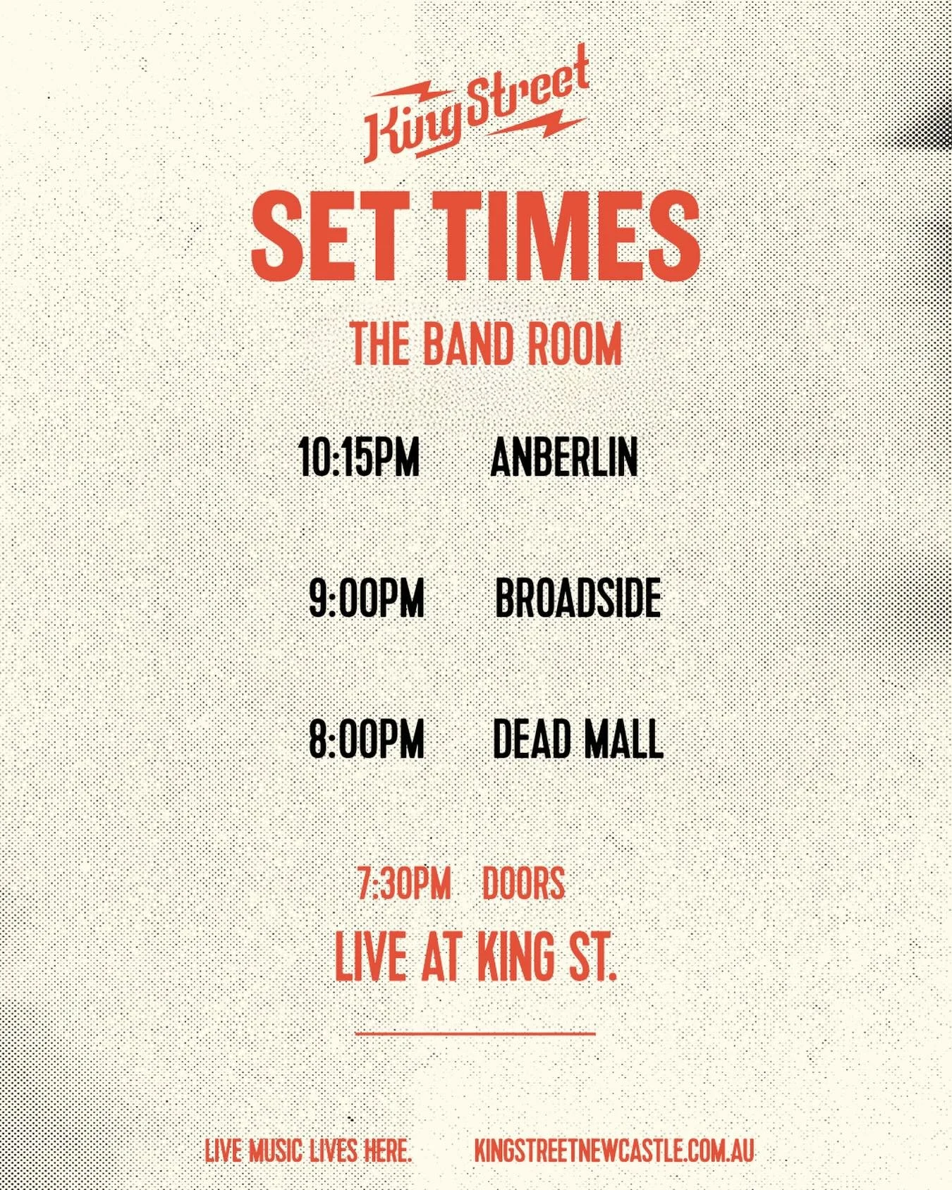 Set times for @anberlin in the Bandroom on Friday. Tix still available!