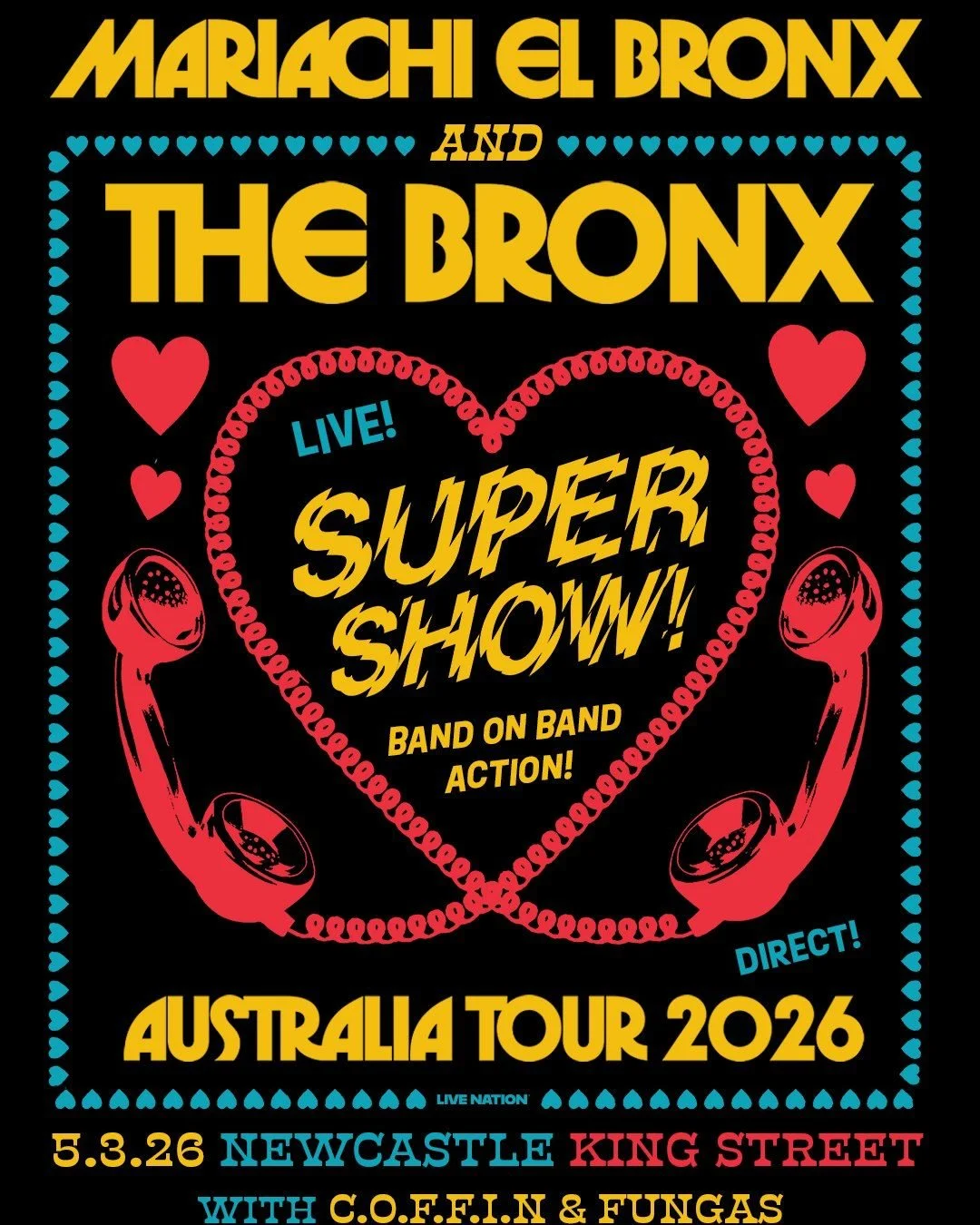 Tickets moving fast for Mariachi El Bronx and The Bronx's dual-headline show. Now supported by C.O.F.F.I.N &amp; FUNGAS. Don't be the one to miss out. Grab your tickets now via the website.