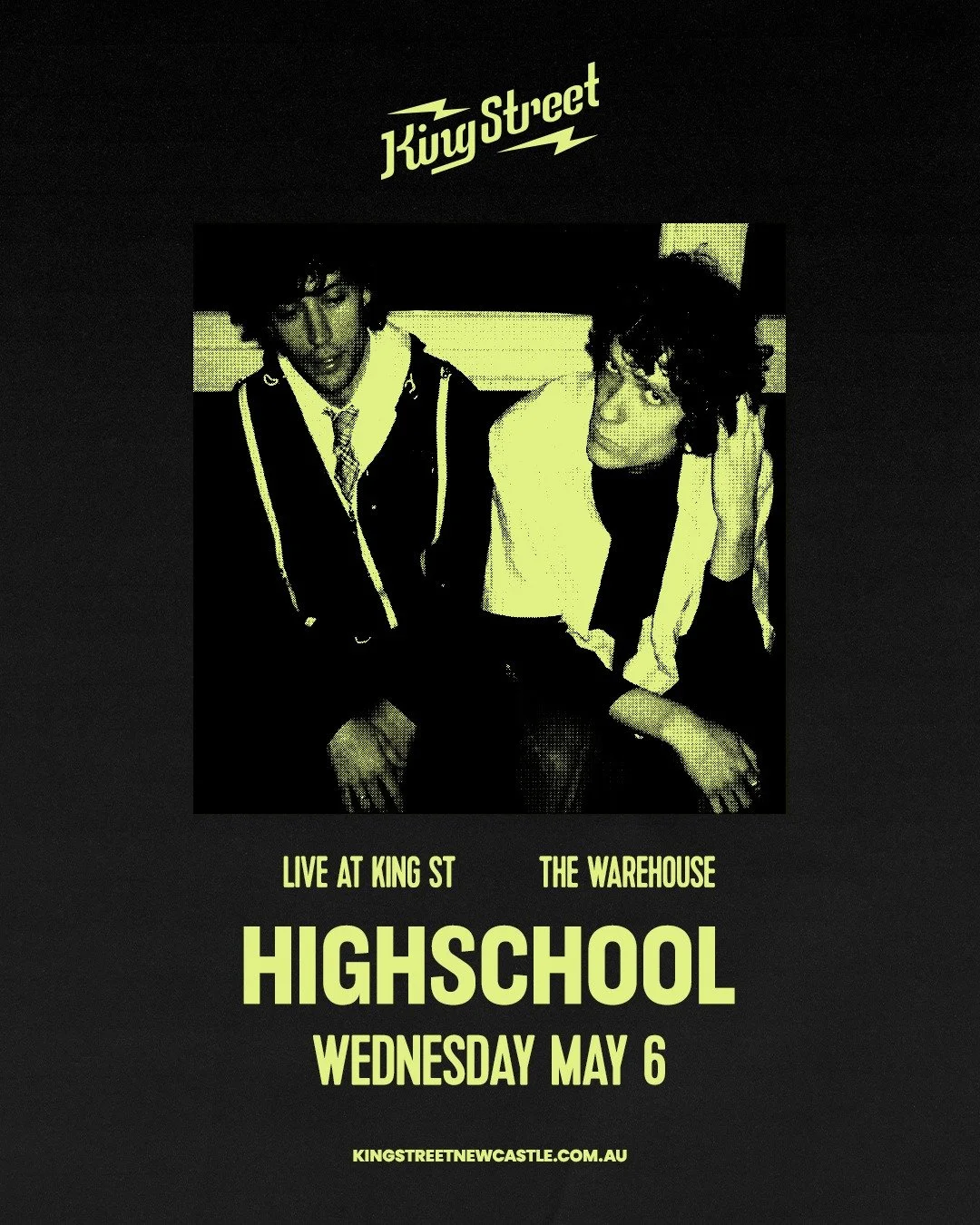 Handsome Tours present HighSchool live at King Street. Fresh off their critically acclaimed self-titled debut LP, Rory Trobbiani and Luke Scott bring their hazy, cinematic indie rock to the East Coast this May. Tickets on sale now via the website.