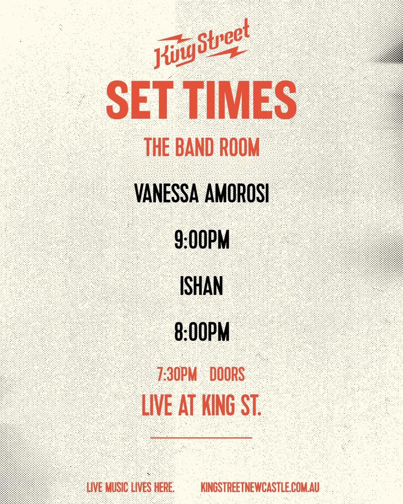 Set times for @vanessaamorosi in the Bandroom on Friday. Limited tickets left!