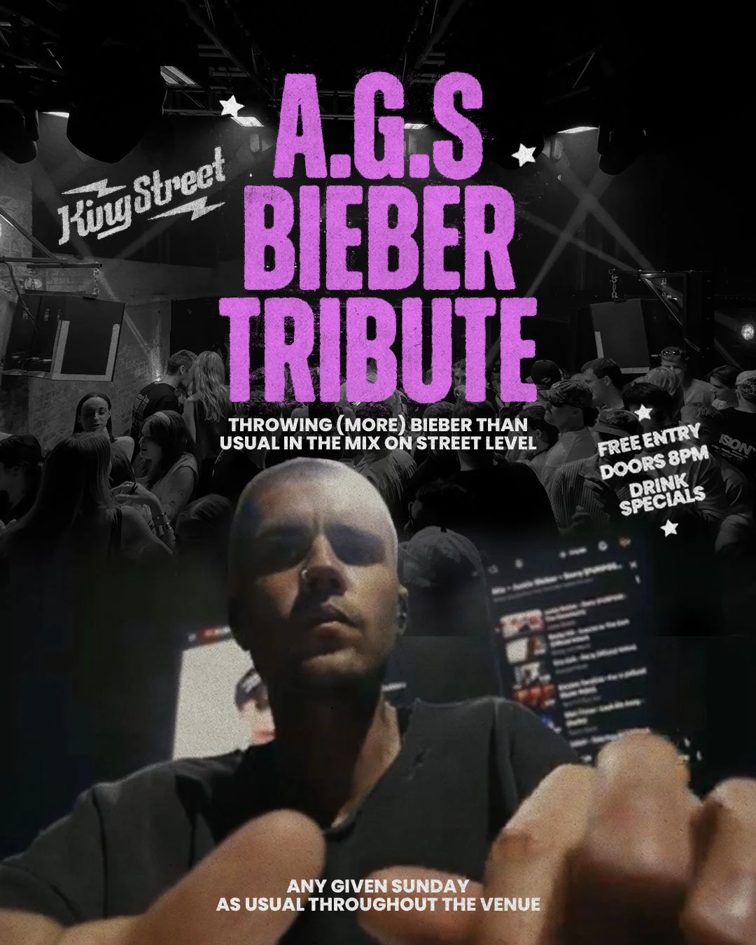 Getting the laptop out this Sunday and throwing a little more Bieber than usual in the mix on Street Level 💻 FREE ENTRY and doors from 8pm. The rest of the venue is open as per usual for any non JB fans out there.