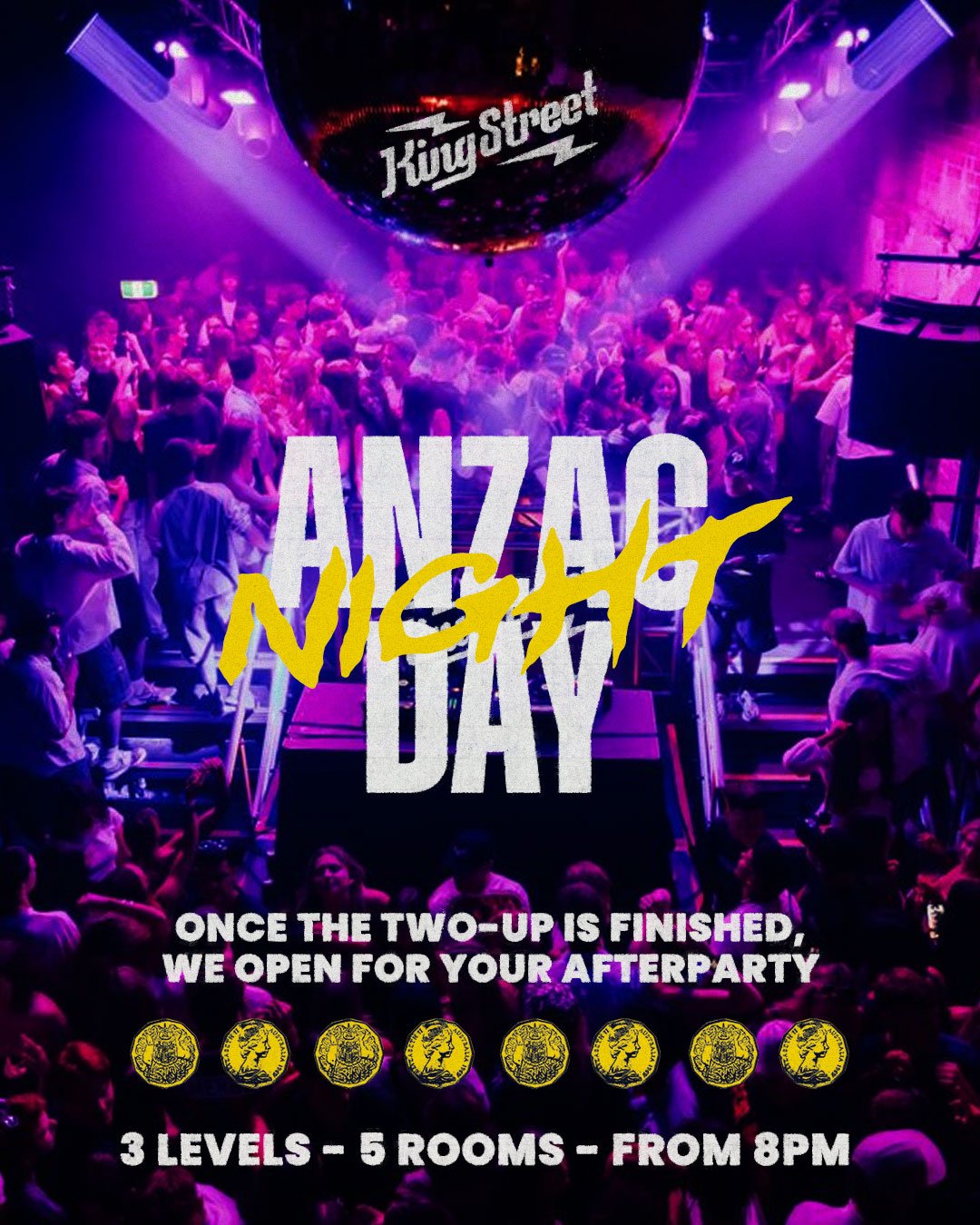 Once the two-up is finished this Saturday, we open for your afterparty from 8pm. We'll see you on the weekend.