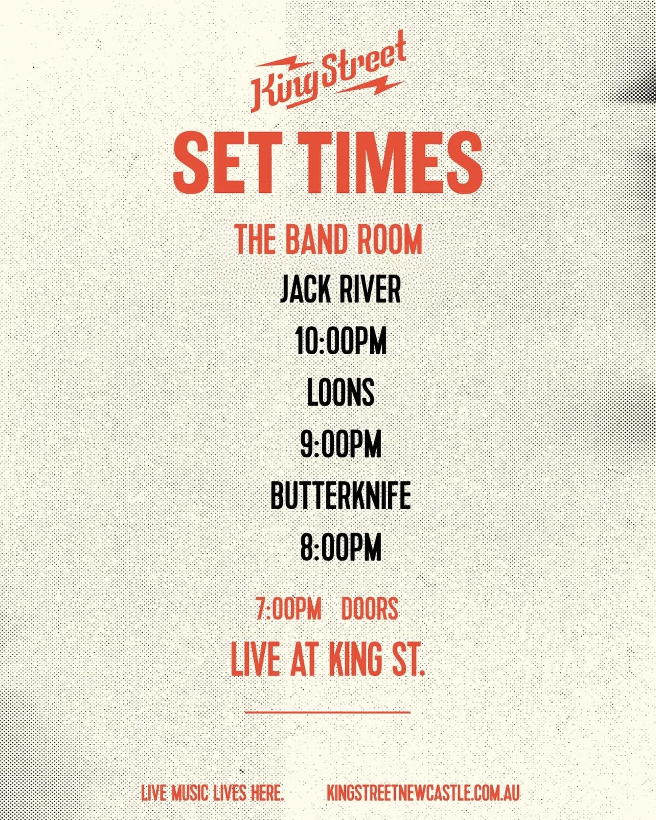 Set times for @jack_river in the Bandroom on Thursday. Tix still available!