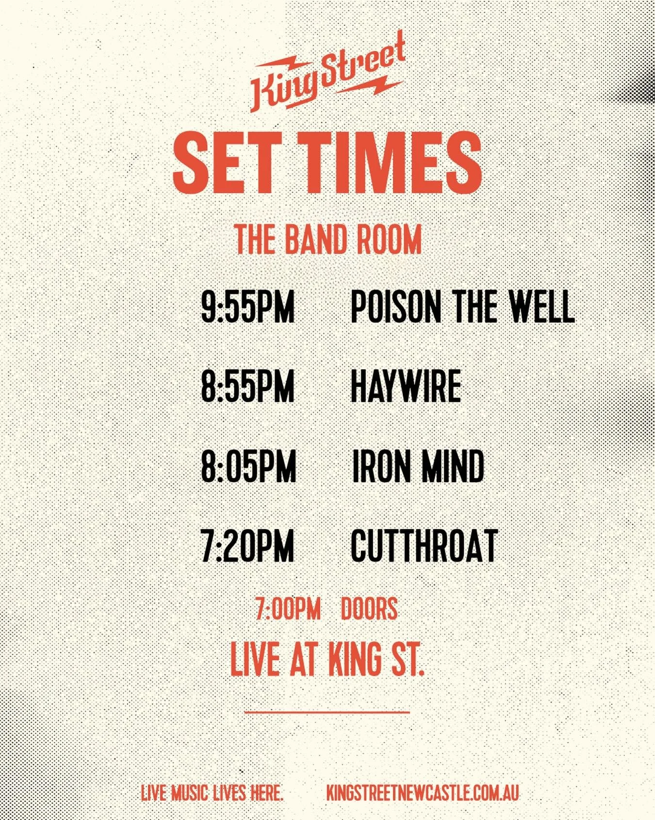 Set times for @poisonthewell in the Bandroom on Saturday. Tickets still available!