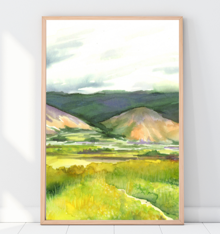 Large Wall Art- The Path- Ojai Valley Watercolor Art Print – California Landscape Wall Art