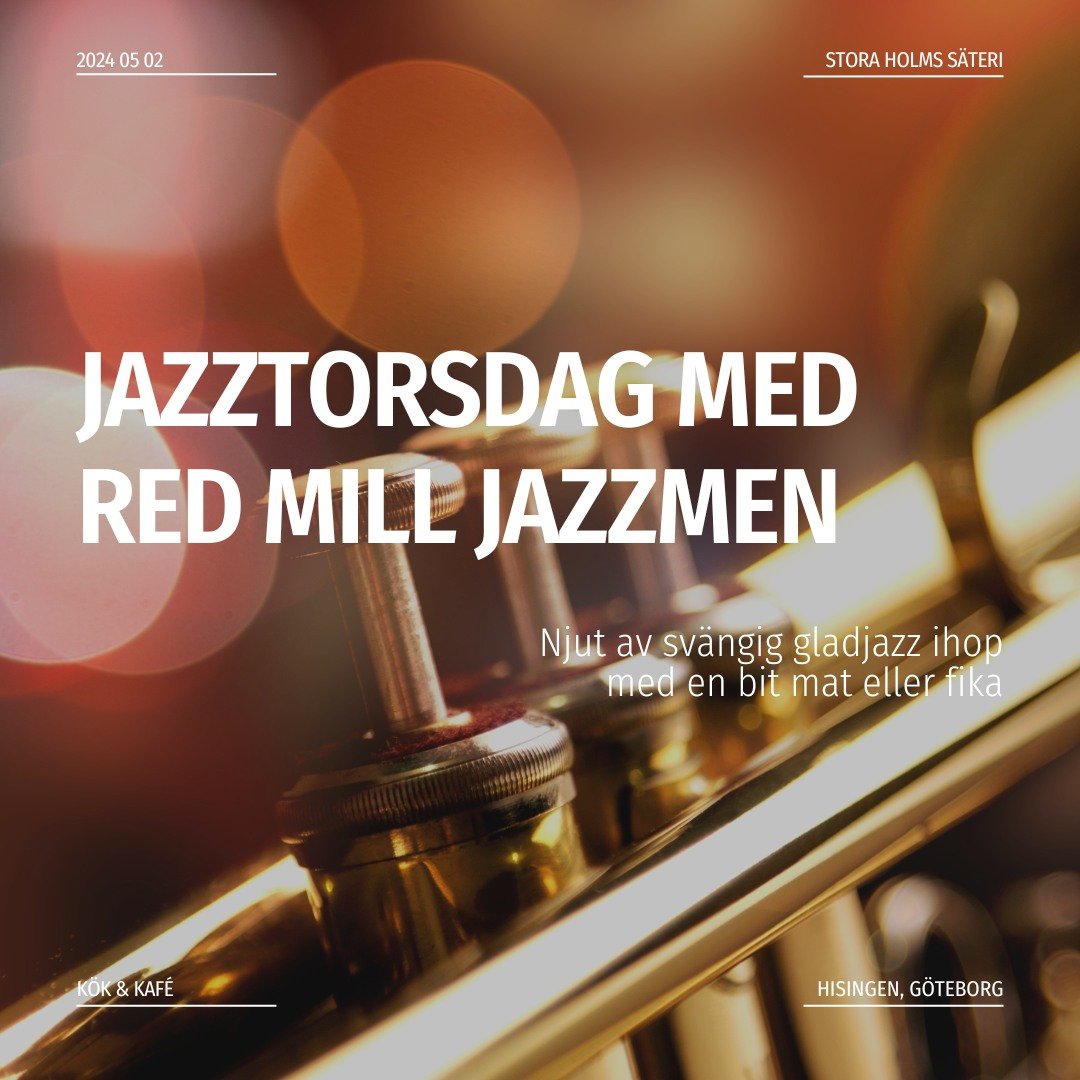 Torsdagen den 2 maj fr&aring;n klockan 14 f&ouml;rgyller RED MILL JAZZMEN eftermiddagen p&aring; g&aring;rden n&auml;r de g&ouml;r ett g&auml;stspel med sin klassiska gladjazz p&aring; verandan hos 
j. mat &amp; mer K&Ouml;K &amp; KAF&Eacute;.

H&aum