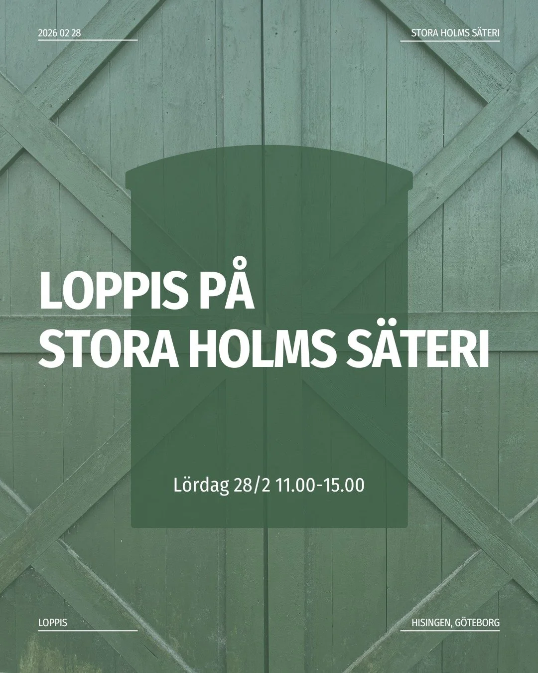 Loppis p&aring; Stora Holms S&auml;teri

L&ouml;rdagen den 28 februari forts&auml;tter v&aring;r loppiss&auml;song p&aring; g&aring;rden! H&auml;r kan du kan se fram emot massor av bord fyllda med fynd, skatter och &ouml;verraskningar.

Passa ocks&ar
