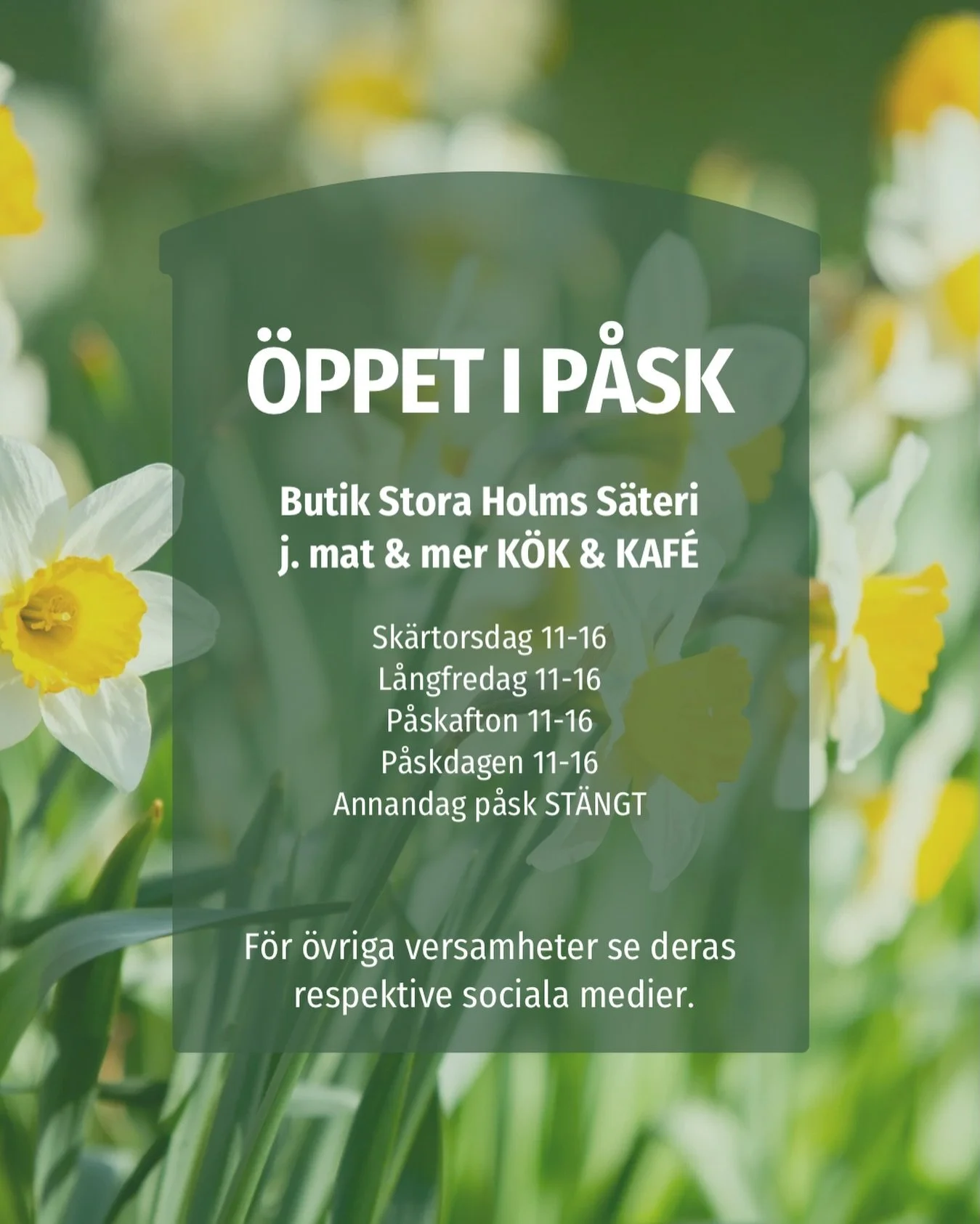 🐣🌱🐥 P&aring;sk p&aring; g&aring;rden! 🐥🌱🐣

💛 P&aring;sken &auml;r h&auml;r och med den kommer h&auml;rlig st&auml;mning och lite varierande &ouml;ppettider runt om p&aring; g&aring;rden.

💛 Butik Stora Holms S&auml;teri och J. mat och mer K&O
