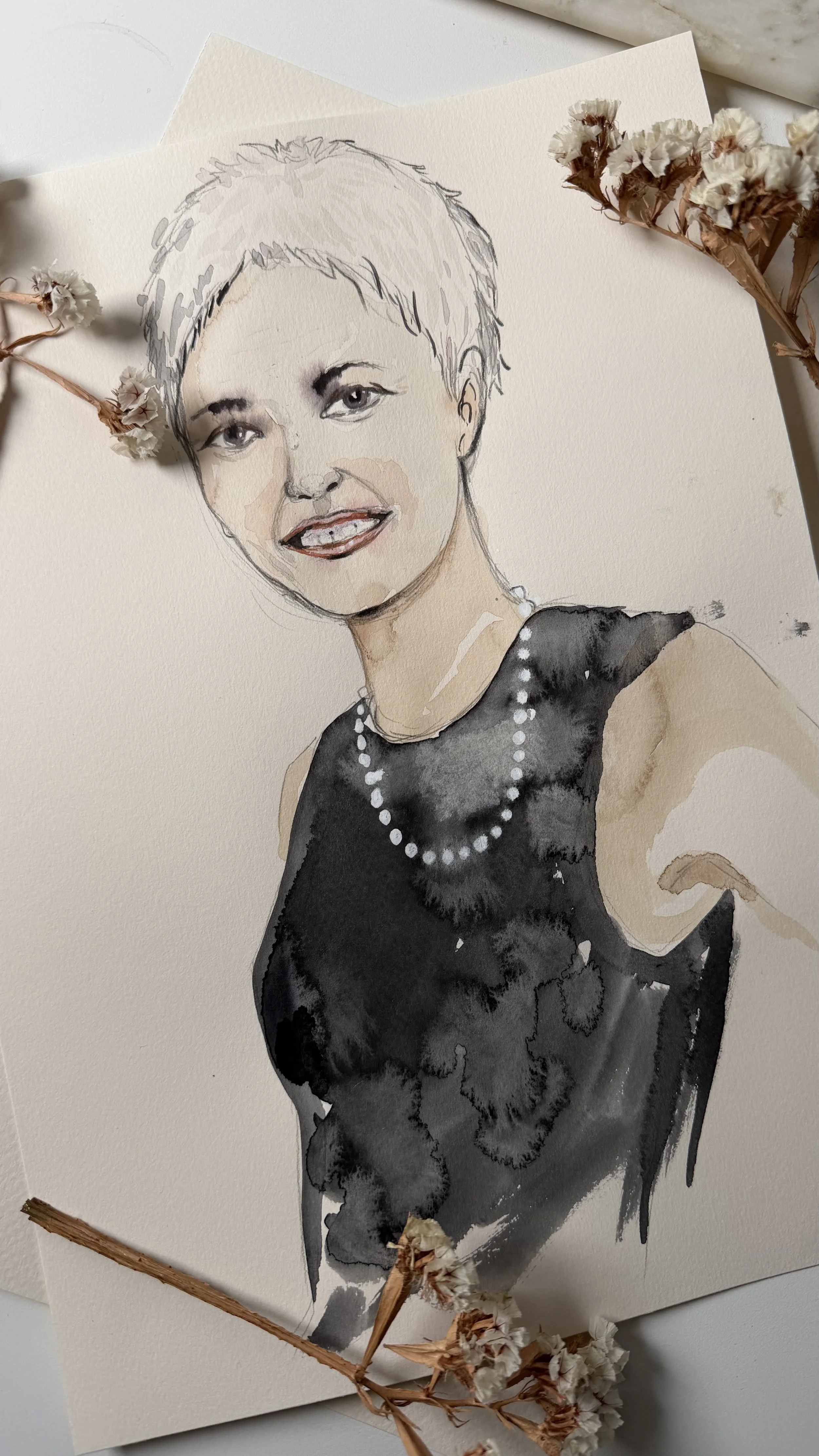 Live guest portrait illustration for weddings and private events