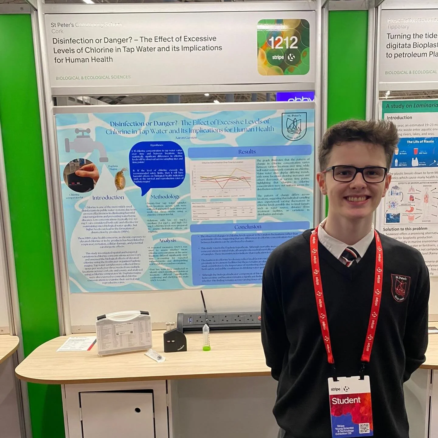 Wishing Aaron Gernon (Transition Year) and his Mentor Mr. Hurley the Best of Luck as they represent St. Peter&rsquo;s at the Stripe Young Scientist &amp; Technology Exhibition (@stripeyste) at the RDS in Dublin this week! 🧬 A busy day of judging tod