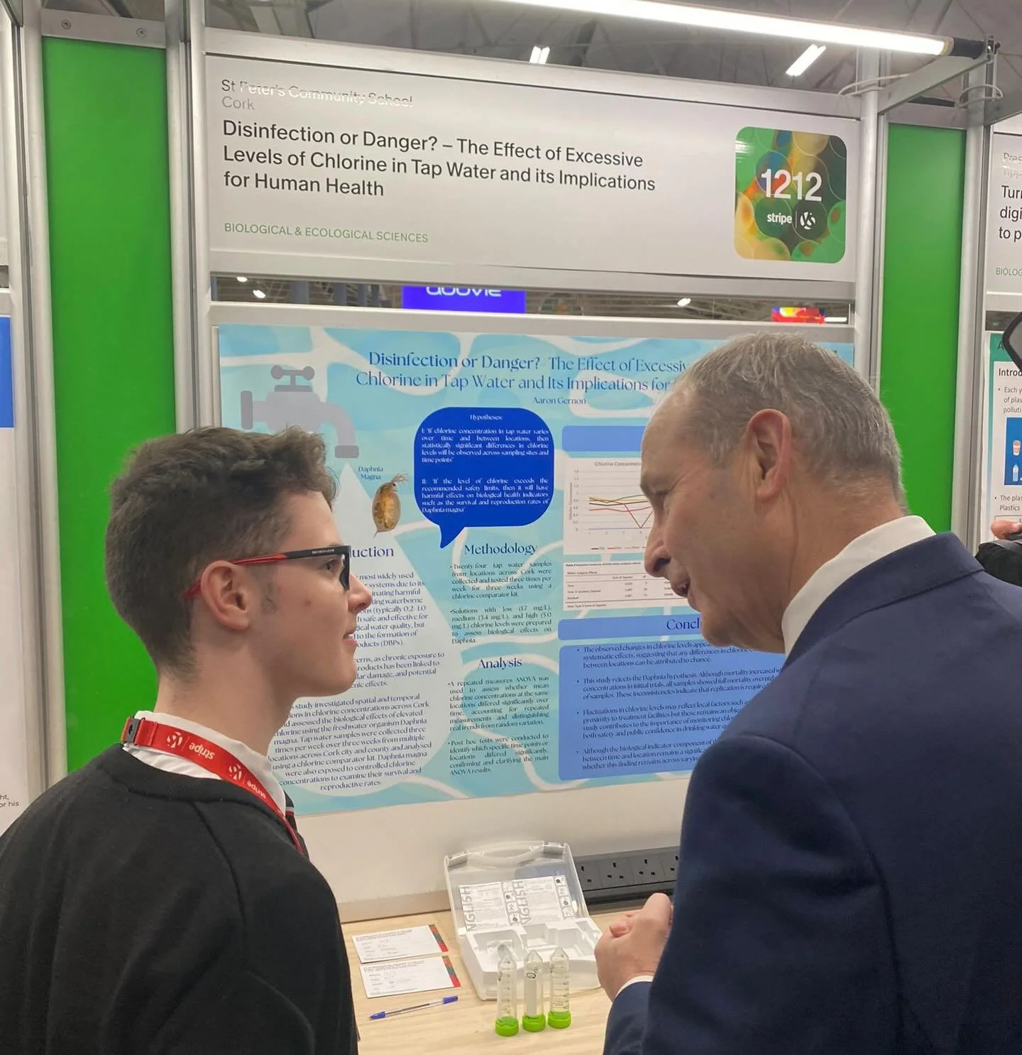 What an amazing week Aaron has had presenting his project at the Stripe Young Scientist &amp; Technology Exhibition (@stripeyste) over the past few days!🚰 Since Wednesday, Aaron and his Mentor Mr. Hurley have been delighted to welcome some very spec