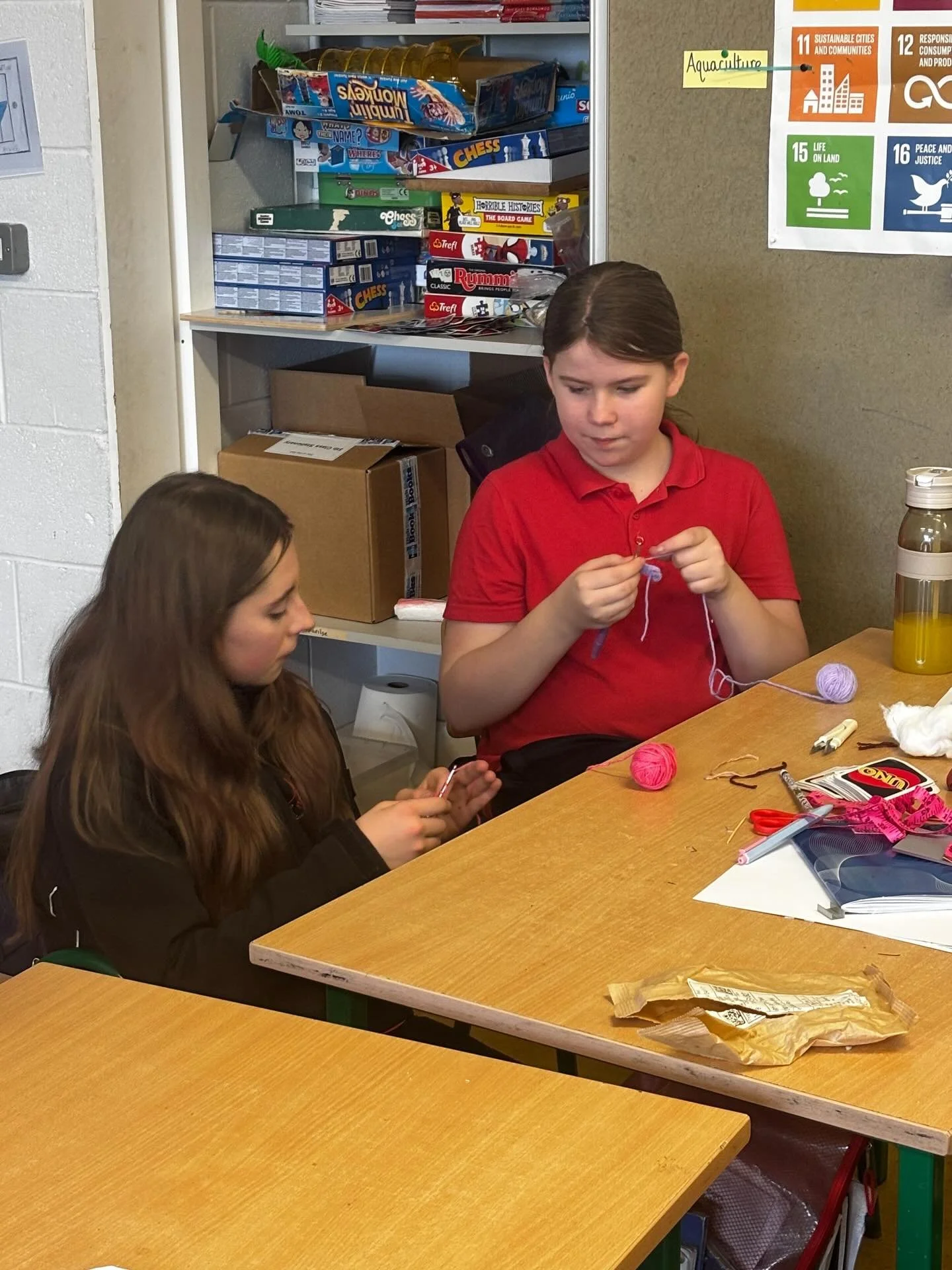 Well done to Second Year students Michelle Maher and Molly Waters, members of our school Crochet Club, who were recently invited to visit Fifth Class students in @staroftheseapw by Ms. Hyde 🧶 Both students were heavily involved in the successful com