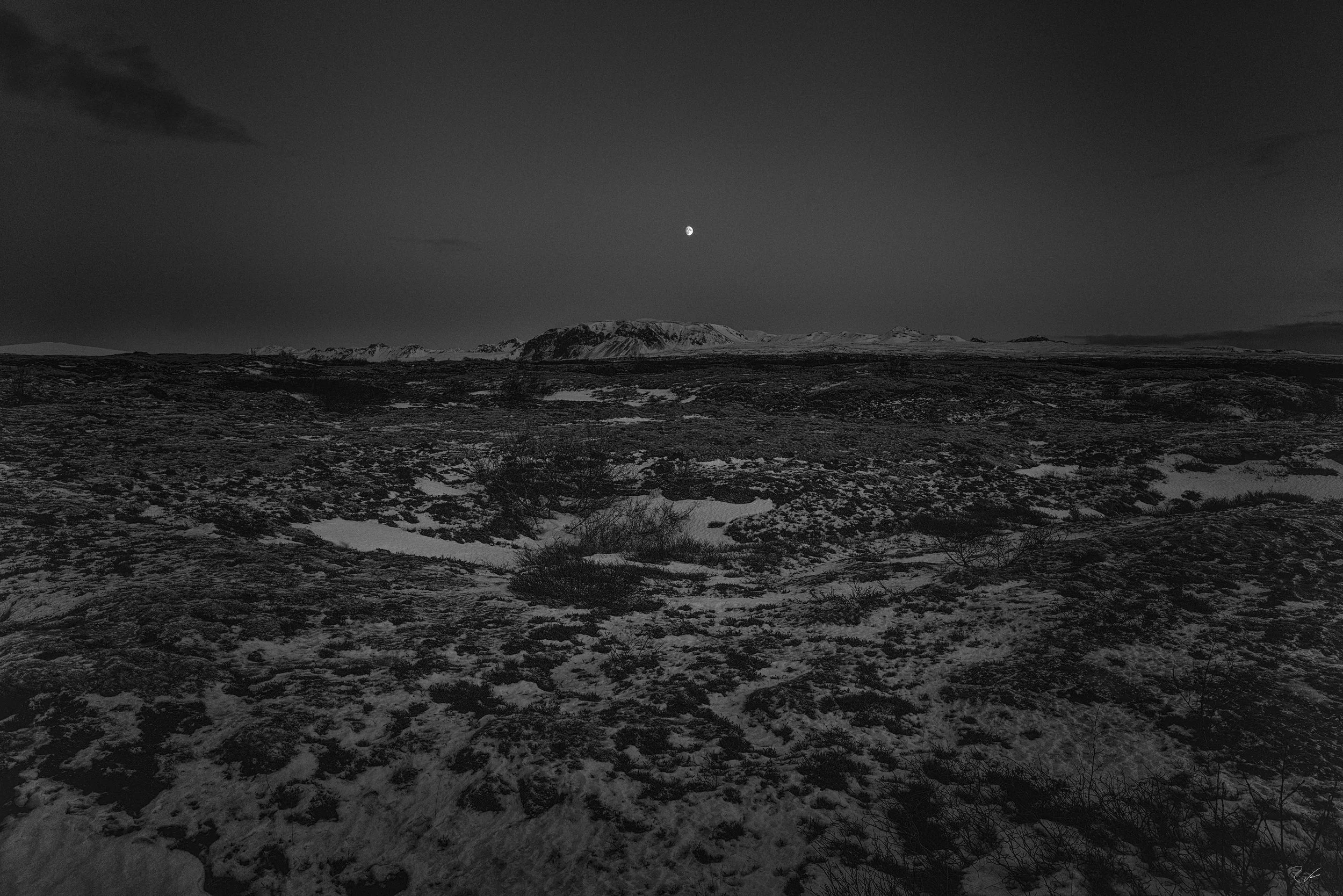 Moon over Thingvellir, Iceland