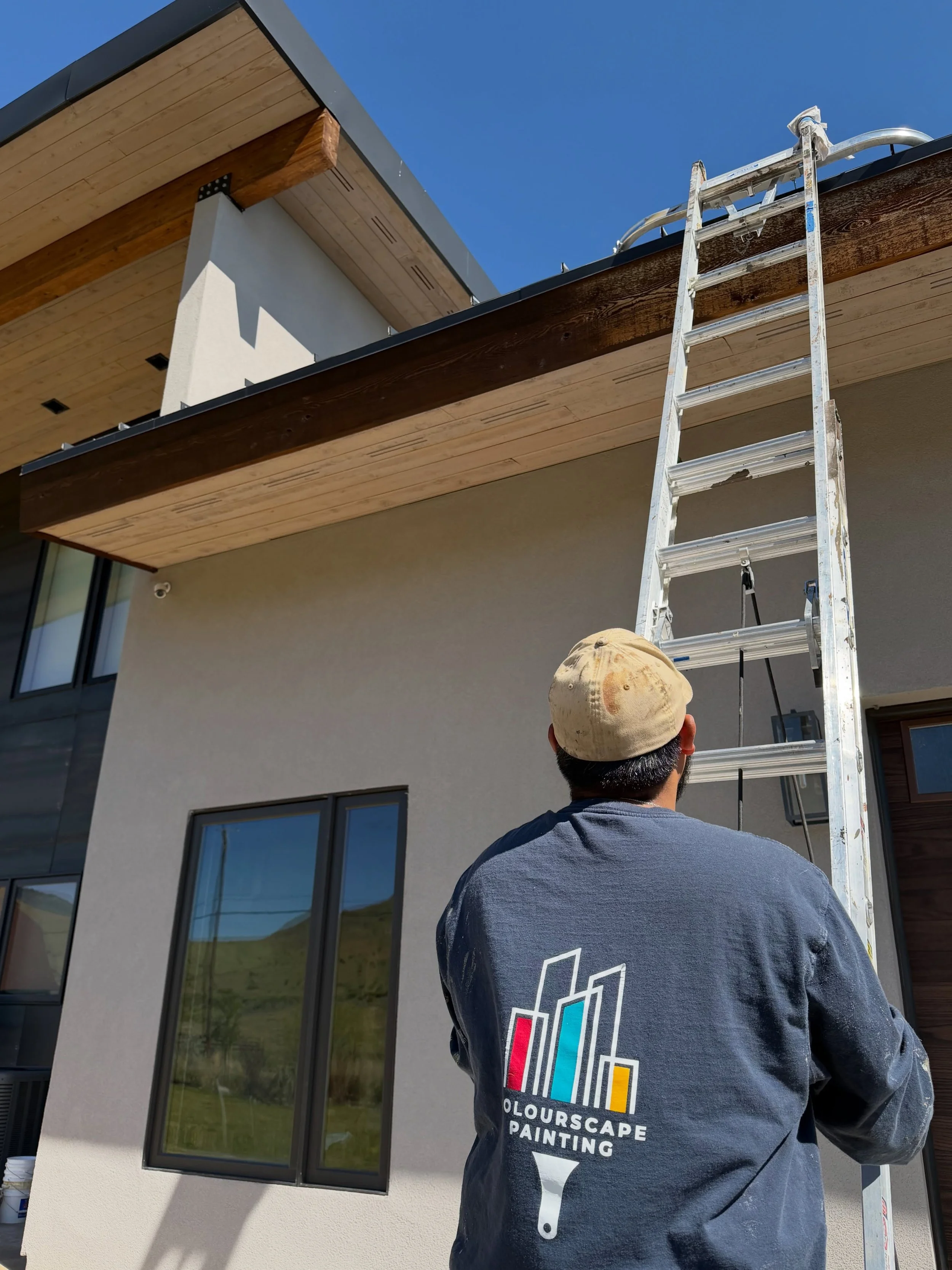 This exterior refresh is complete! This home had its fascia boards, front entrance post, and deck stained and brought back to life. While we were there the team also took care of their exterior furniture by stripping and resealing it getting it ready