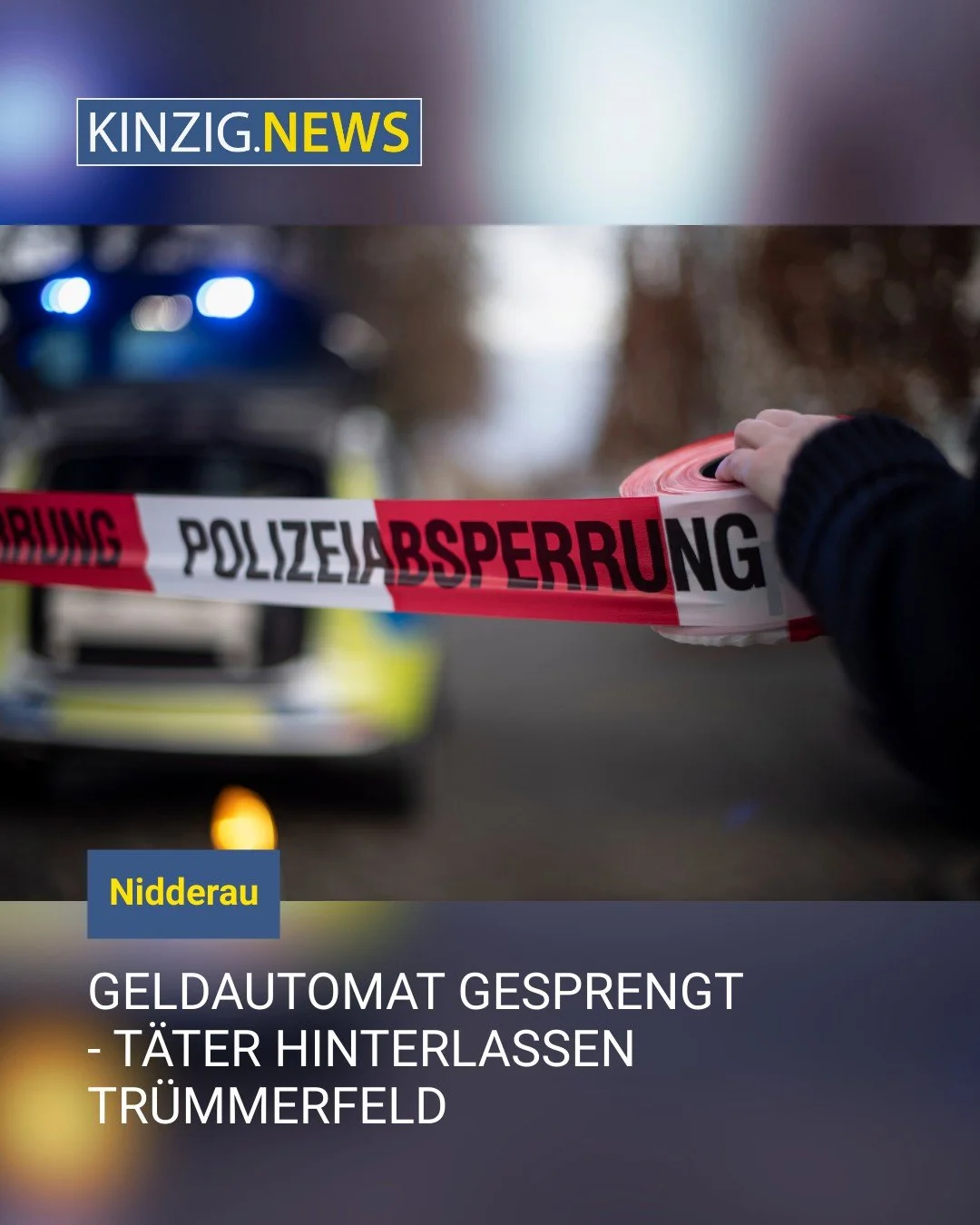 Am fr&uuml;hen Montagmorgen ist in Nidderau ein Geldautomat gesprengt worden: Den Sachschaden beziffert die Polizei als "enorm".

Symbolbild: KN/Jonas Wenzel (Yowe)

Link zum Artikel: kinzig.news/30766/nidderau-geldautomat-gesprengt-taeter-