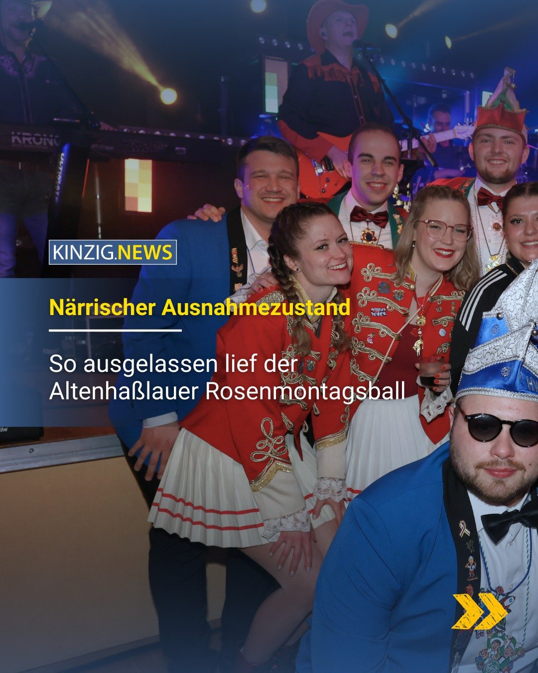 N&auml;rrischer Ausnahmezustand am Montagabend im Linsengerichter Ortsteil Altenha&szlig;lau: Die Haseln&uuml;ss hatten zu ihrem traditionellen Rosenmontagsball geladen. Dabei heizte die Partyband "High Five" den N&auml;rrinen und Narren or