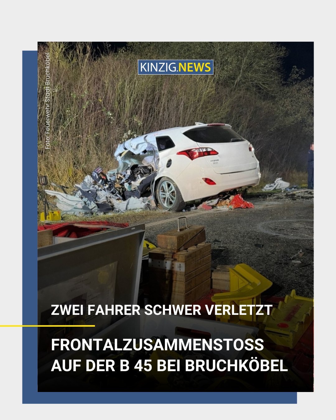 Schlimmer Verkehrsunfall auf der Bundesstra&szlig;e 45 zwischen Bruchk&ouml;bel und dem Stadtteil Ro&szlig;dorf ...

Den Link zum vollst&auml;ndigen Artikel gibt es in unserer Instagram-Story und auf kinzig.news.

#schwererverkehrsunfall #zusammensto