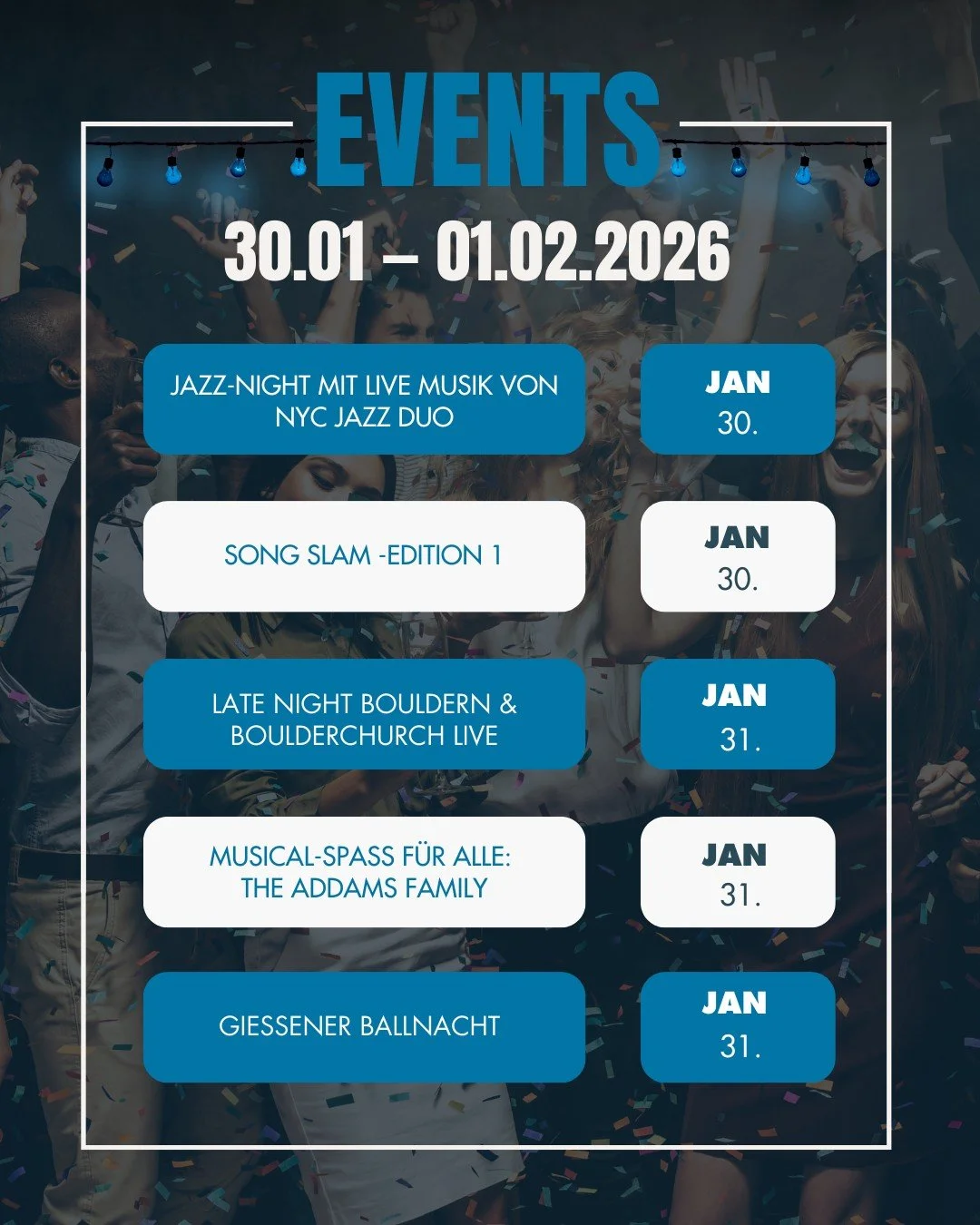 ✨Was passiert dieses Wochenende in der Region? ✨

Unsere Eventauswahl dieses Wochenende hat wieder einiges zu bieten.  Schaut mal durch wenn, ihr selbst noch keinen Plan habt.🎶🥂

Wenn du noch weitere Events hast, schreibs in die Kommentare. 👇

#in