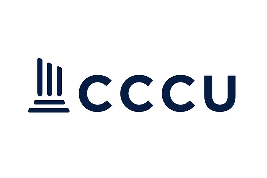 Logo with stylized symbol and the text "CCCU" in dark blue on a white background.