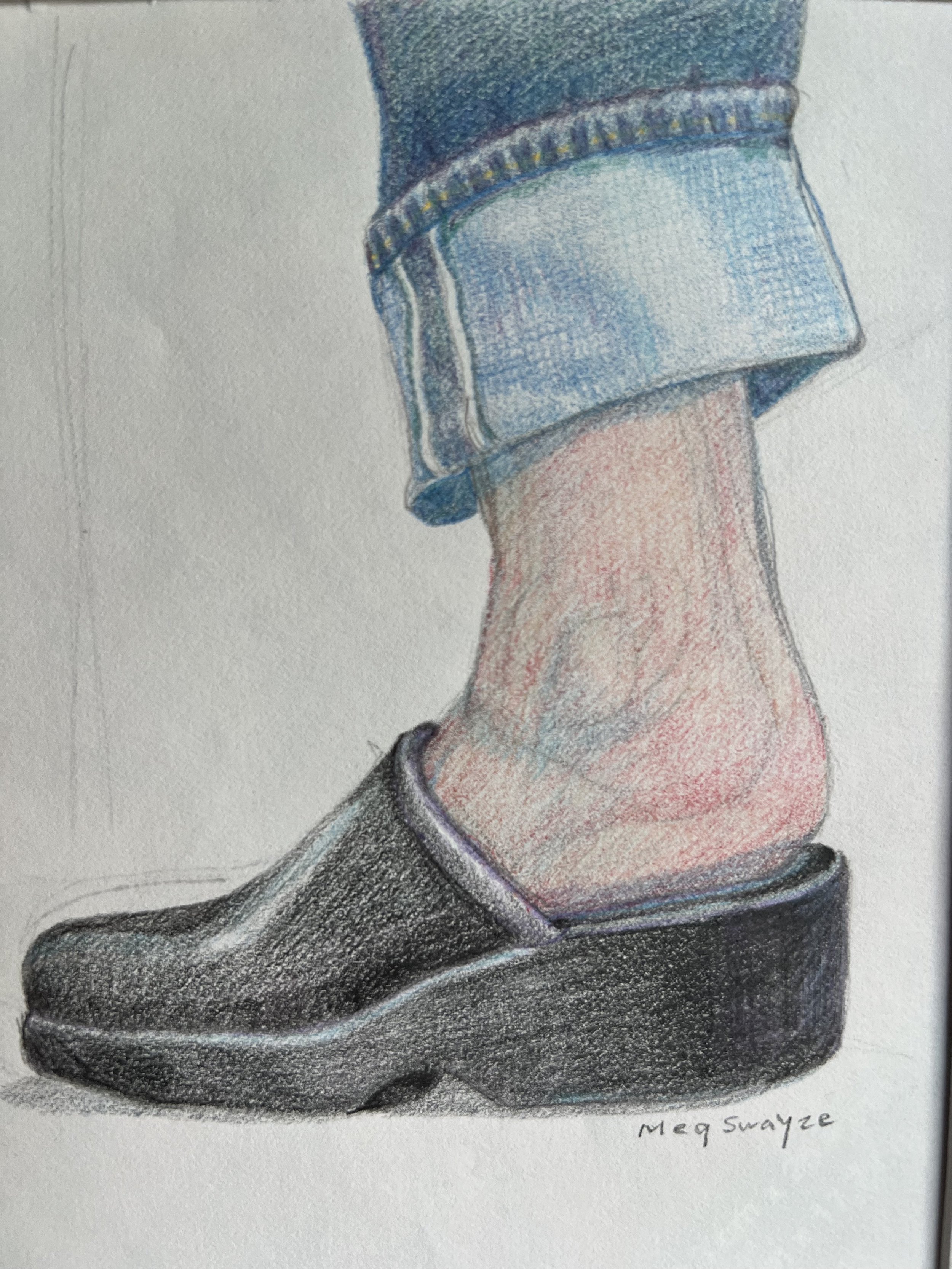 Blue Jeans Clog Shoes Color Pencils