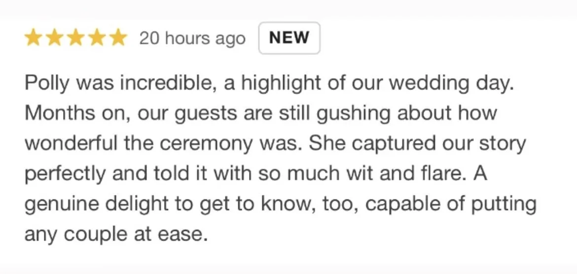 Testimonial Bristol Wedding Celebrant