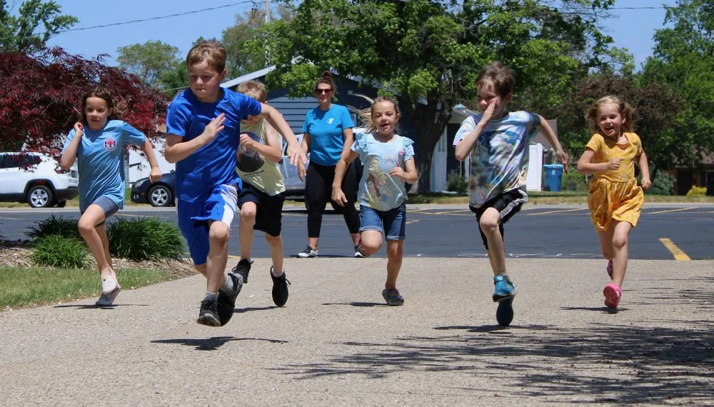 students running outside