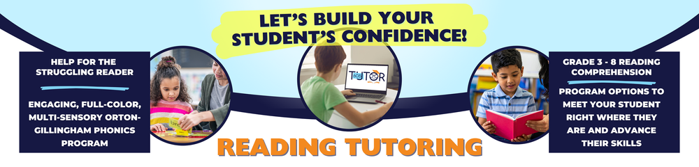 Reading tutoring: Orton-Gillingham phonics and grade 3 to 8 comprehension