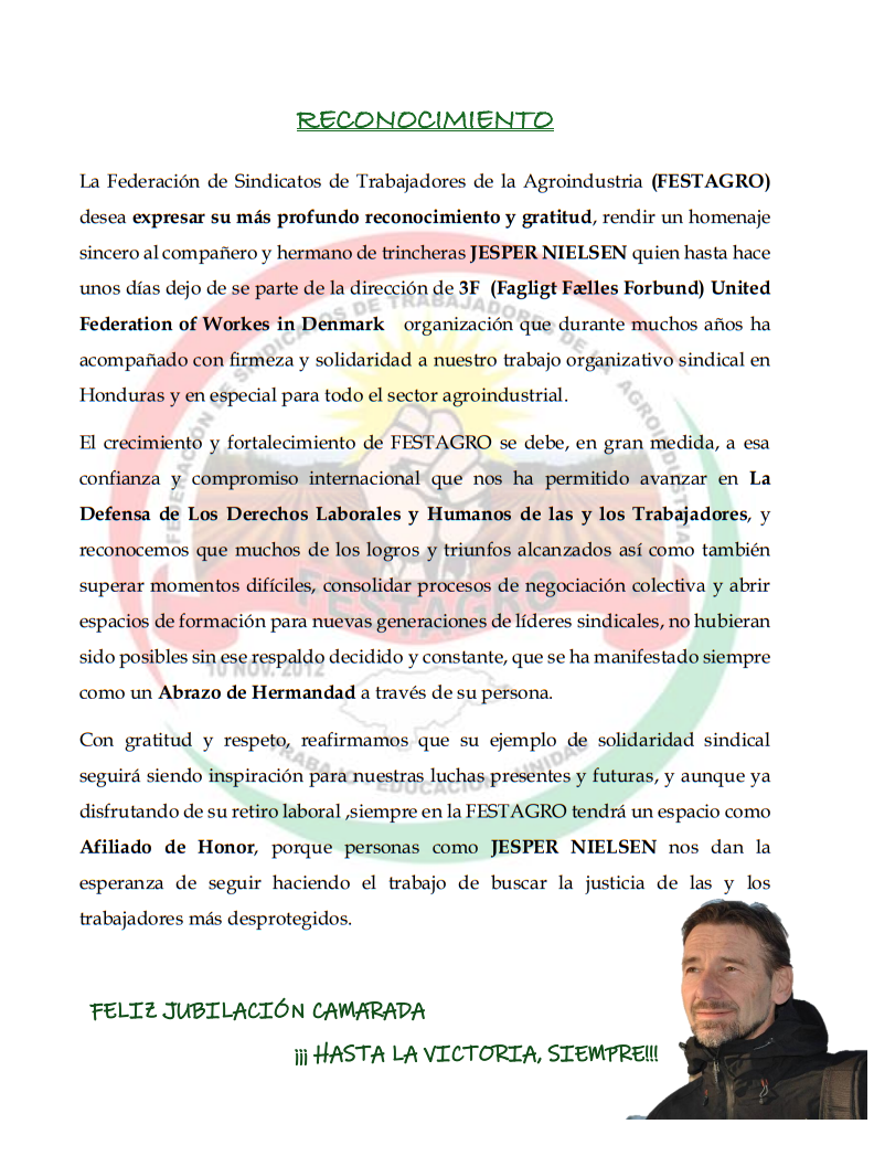 Con gratitud, reconocemos una trayectoria al servicio de los derechos laborales