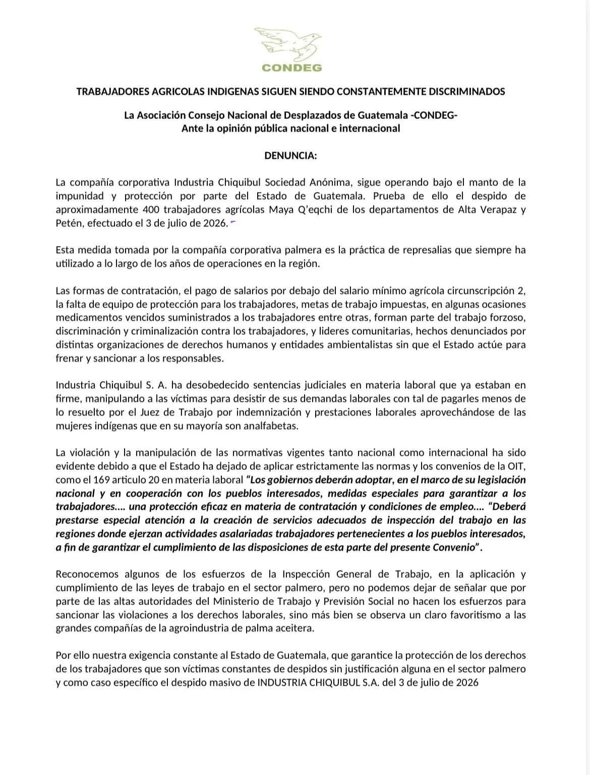 COMUNICADO
