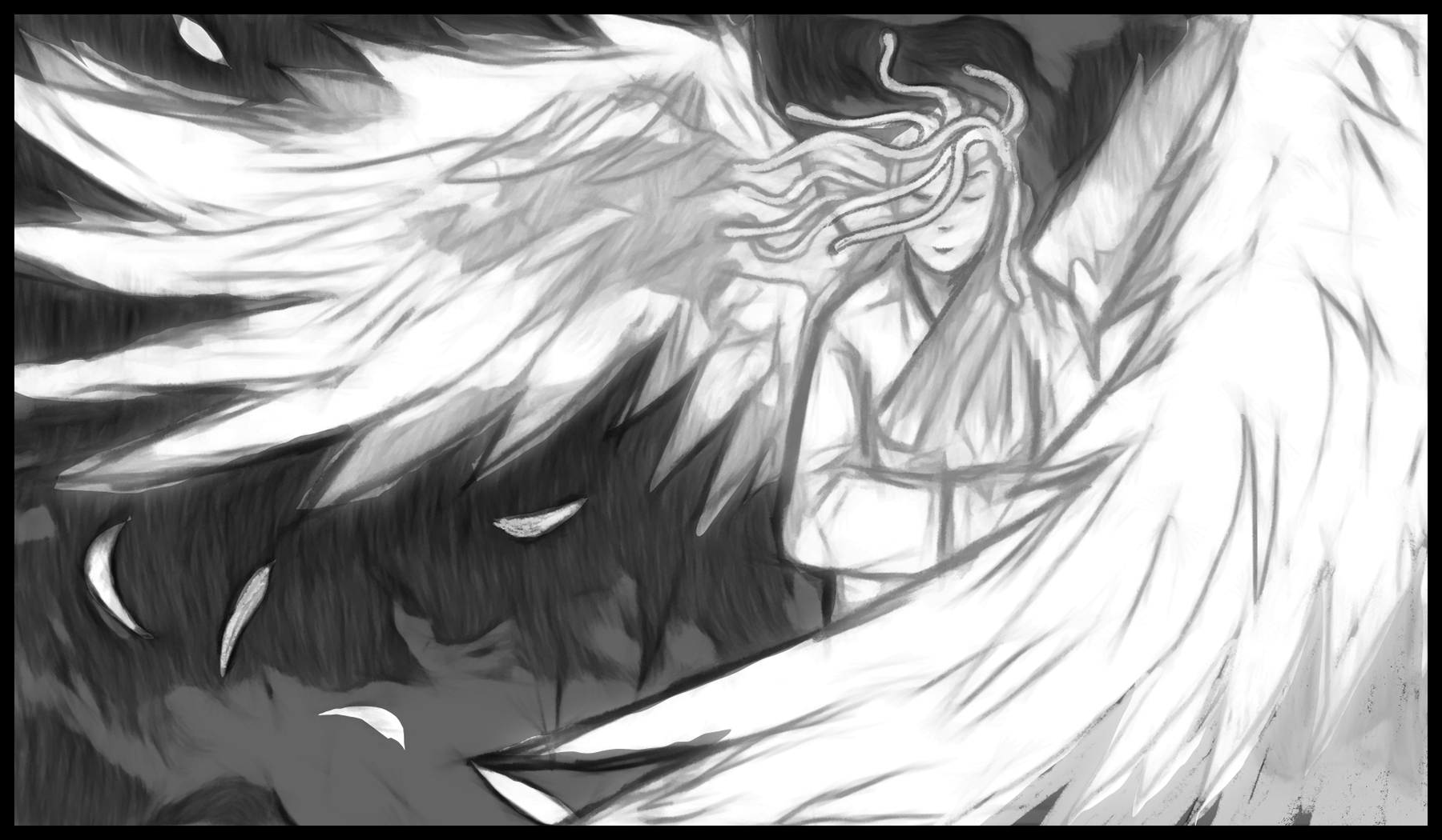 The Angel - The Director and Nurse Claire stepped aside as soon as she appeared. She shrugged her shoulders violently, and much to Byrne's surprise, two enormous white wings shot out of her back. Her dark hair turned golden, blinding the humans in th