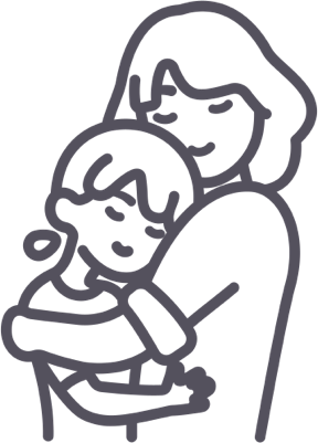 Mother and daughter hugging