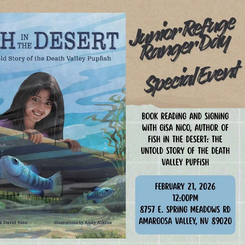 We are thrilled to be part of Junior Refuge Ranger Day at Ash Meadows National Wildlife Refuge.
We will be there signing books and spending time with families while the Ash Meadows team leads hands-on activities that help kids learn about the refuge 