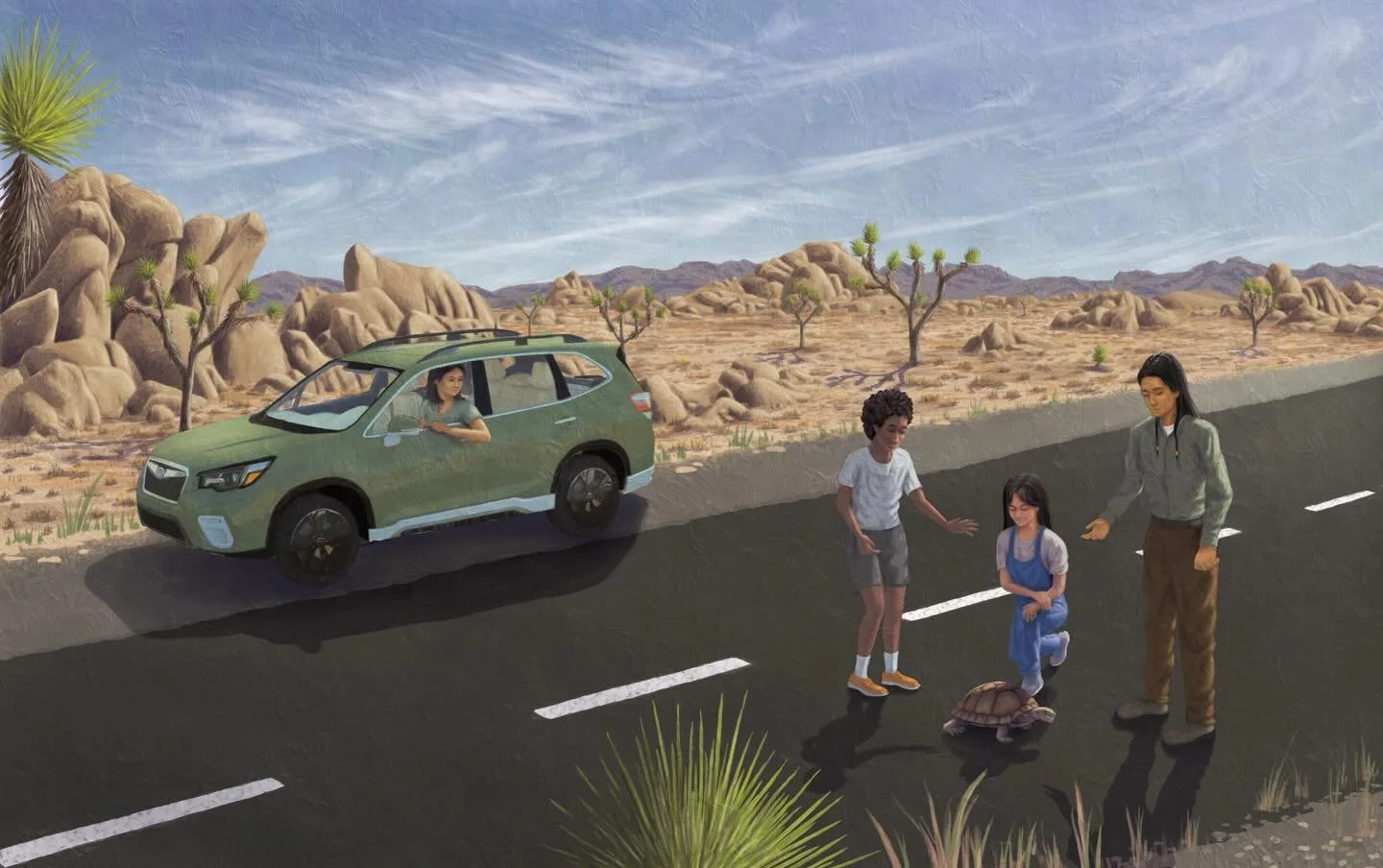 Drive slow and watch for tortoises on desert roads. So many get squashed every year.

They even hide under cars to stay cool, so always check before you move your vehicle.

Our new book, Tortoises on the Trail: The Iconic Turtles of Joshua Tree, foll