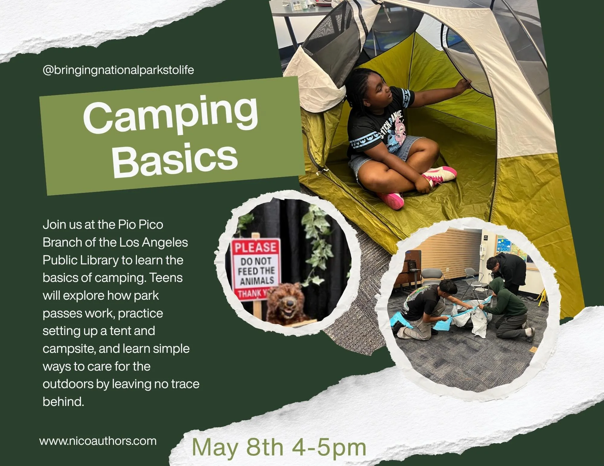 If you have a teen that wants to learn camping basics, bring them on over to Pio Pico for an hour of camping fun! 

#losangelespubliclibrary #teenprograms #campingbasics #lapl #outdoorlearning