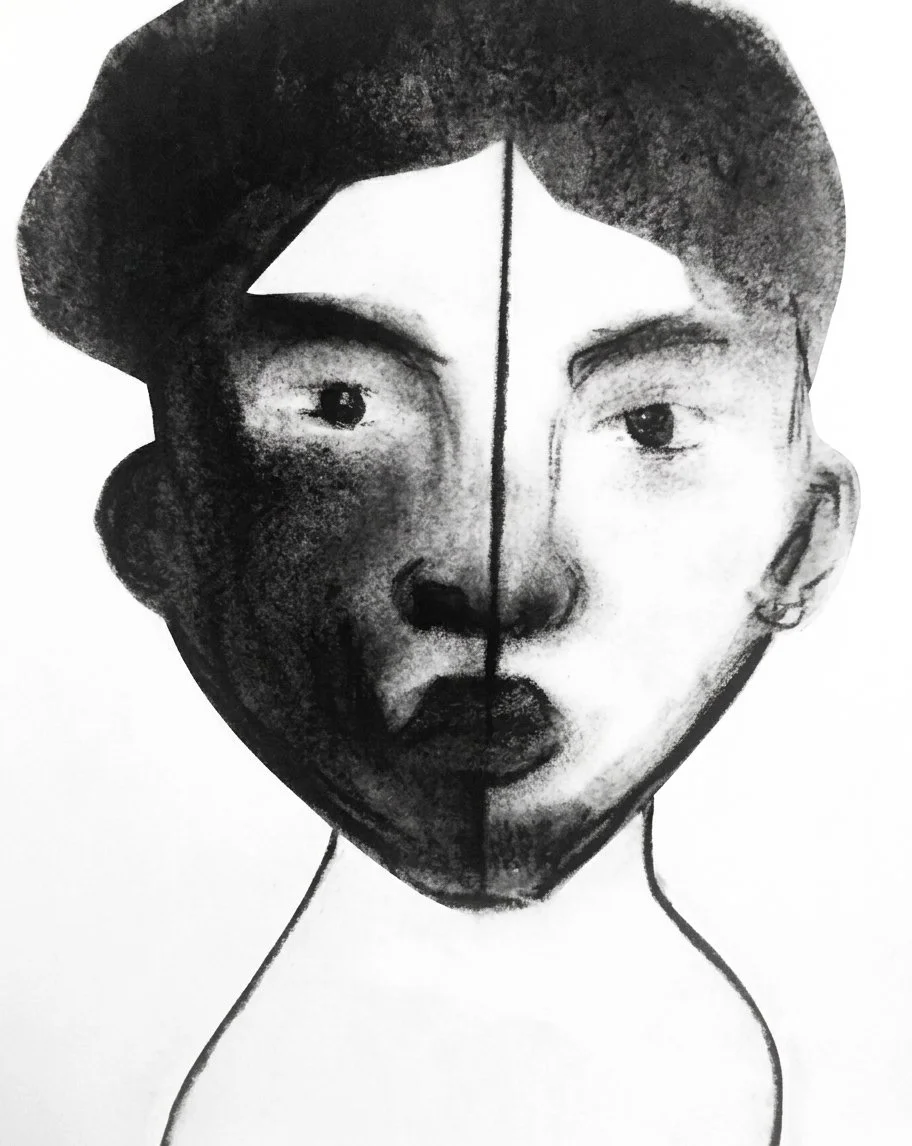 "Porgy", 9x12". Charcoal on paper (2020)