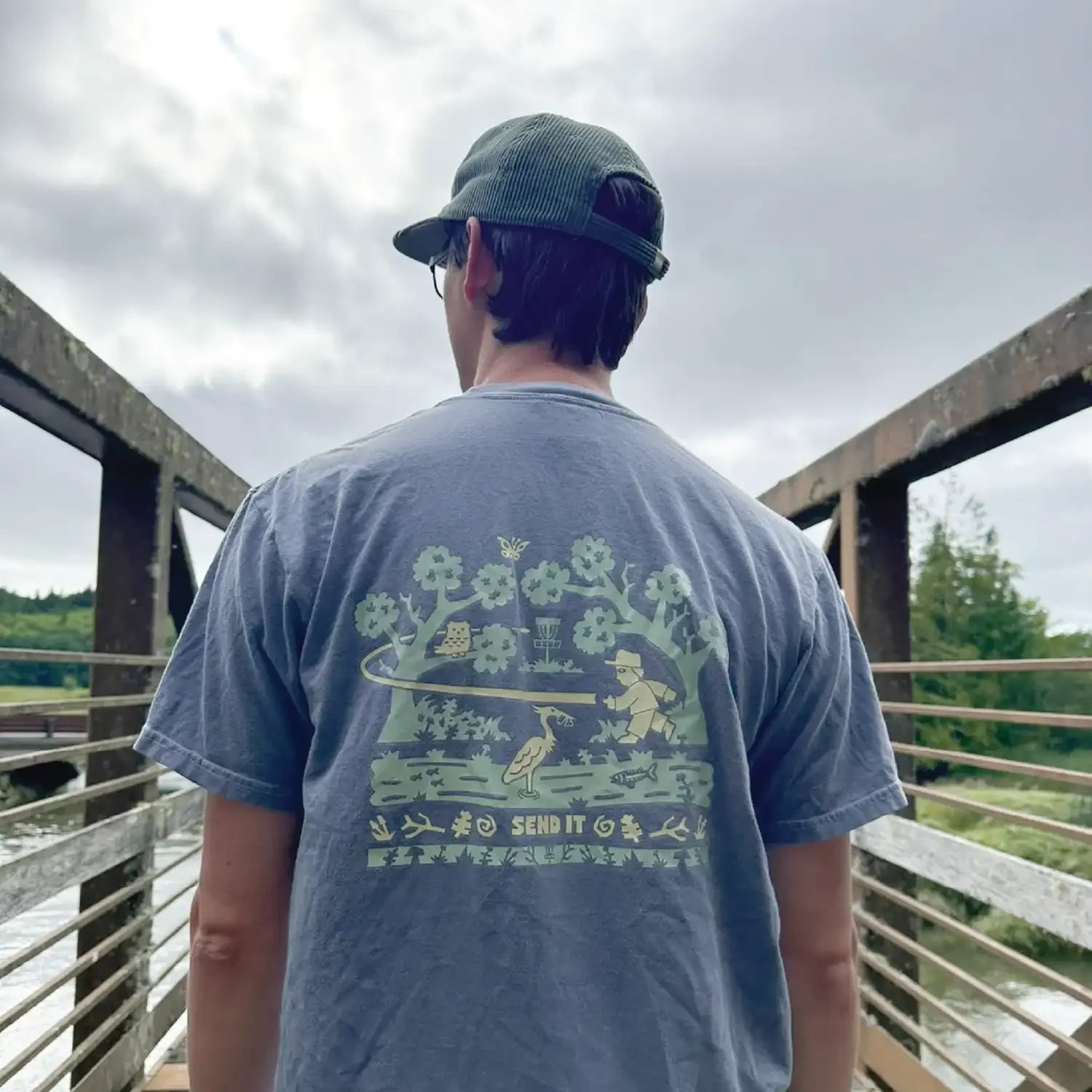 Send It Disc Golf Shirt - Blue Jean - Daily Grind Disc Golf