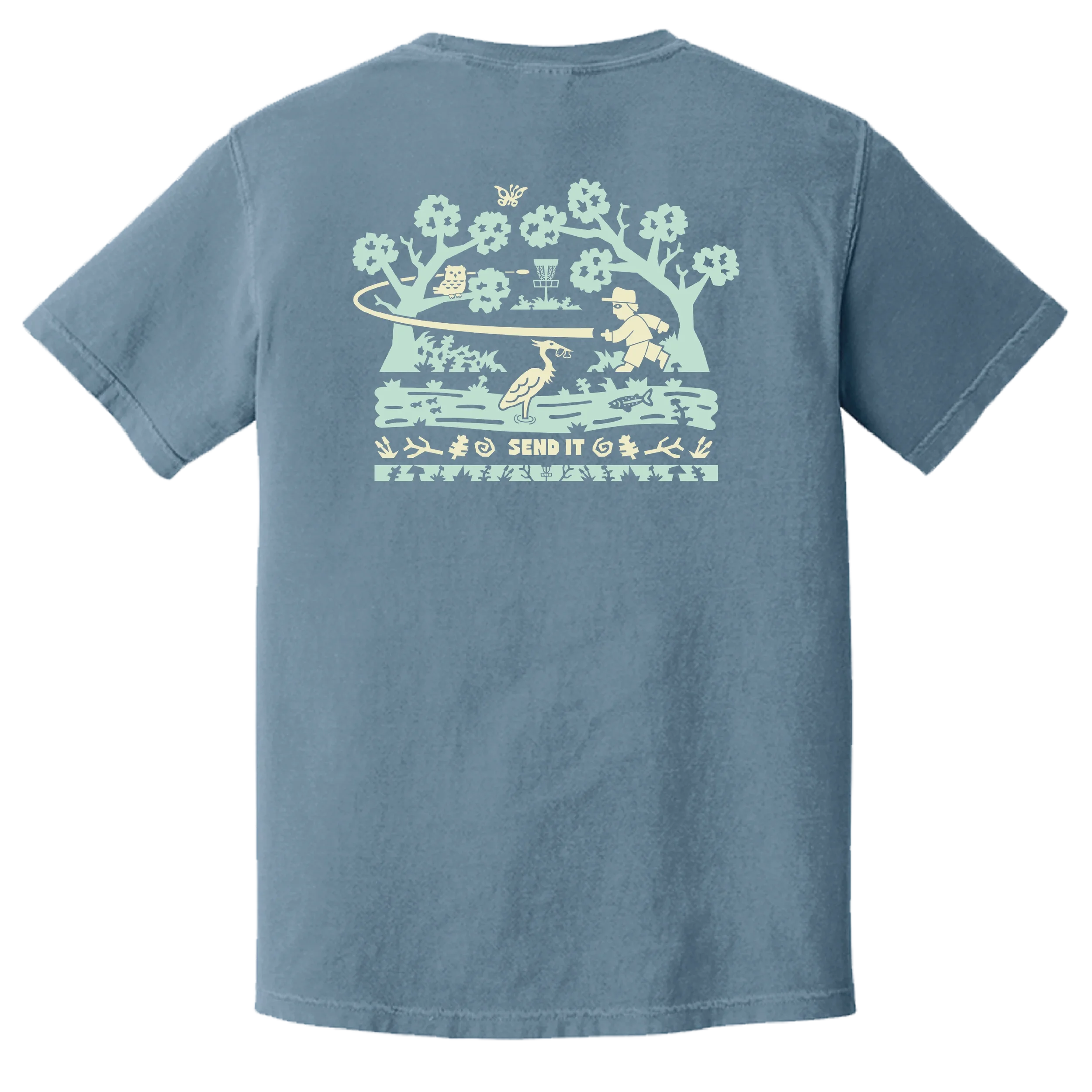Send It Disc Golf Shirt - Blue Jean - Daily Grind Disc Golf