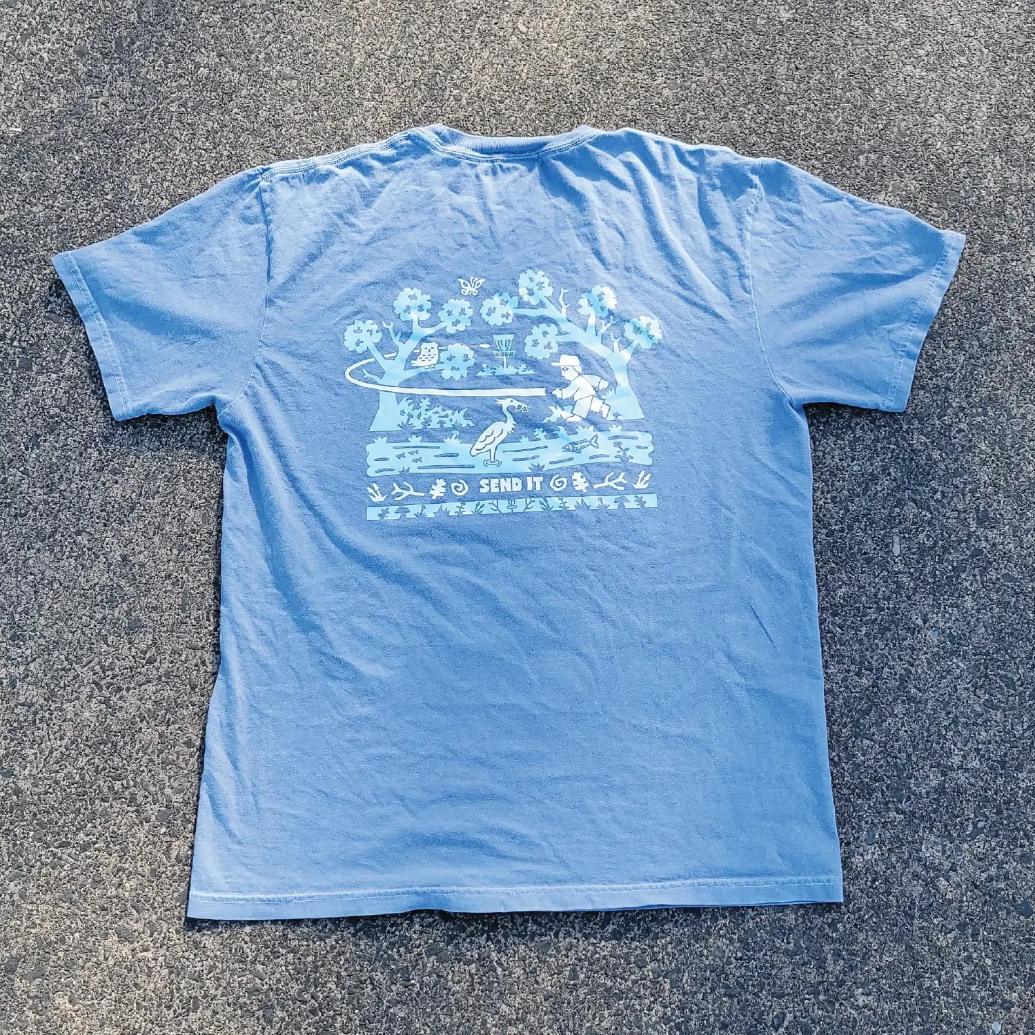 Send It Disc Golf Shirt - Blue Jean - Daily Grind Disc Golf