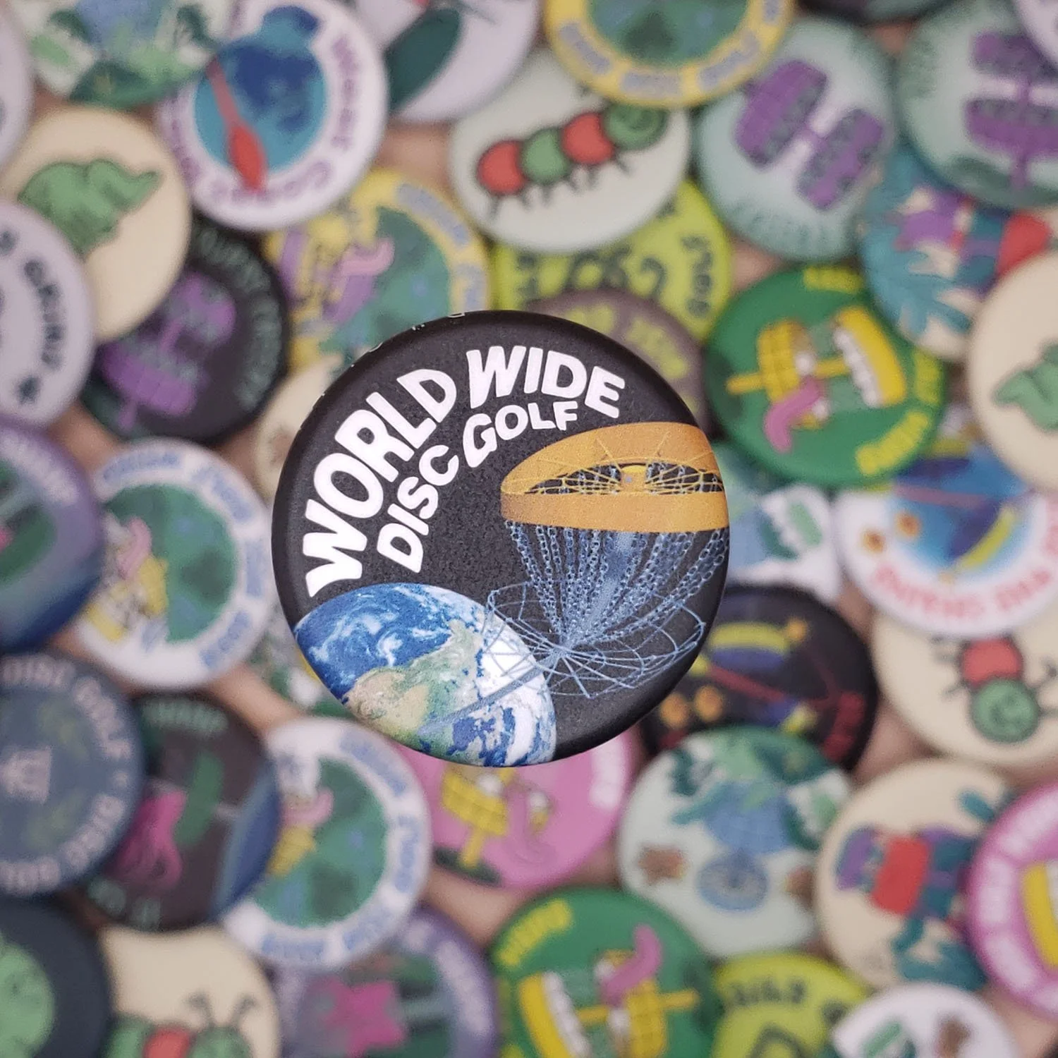 World Wide Disc Golf Pinback Button — Daily Grind Disc Golf