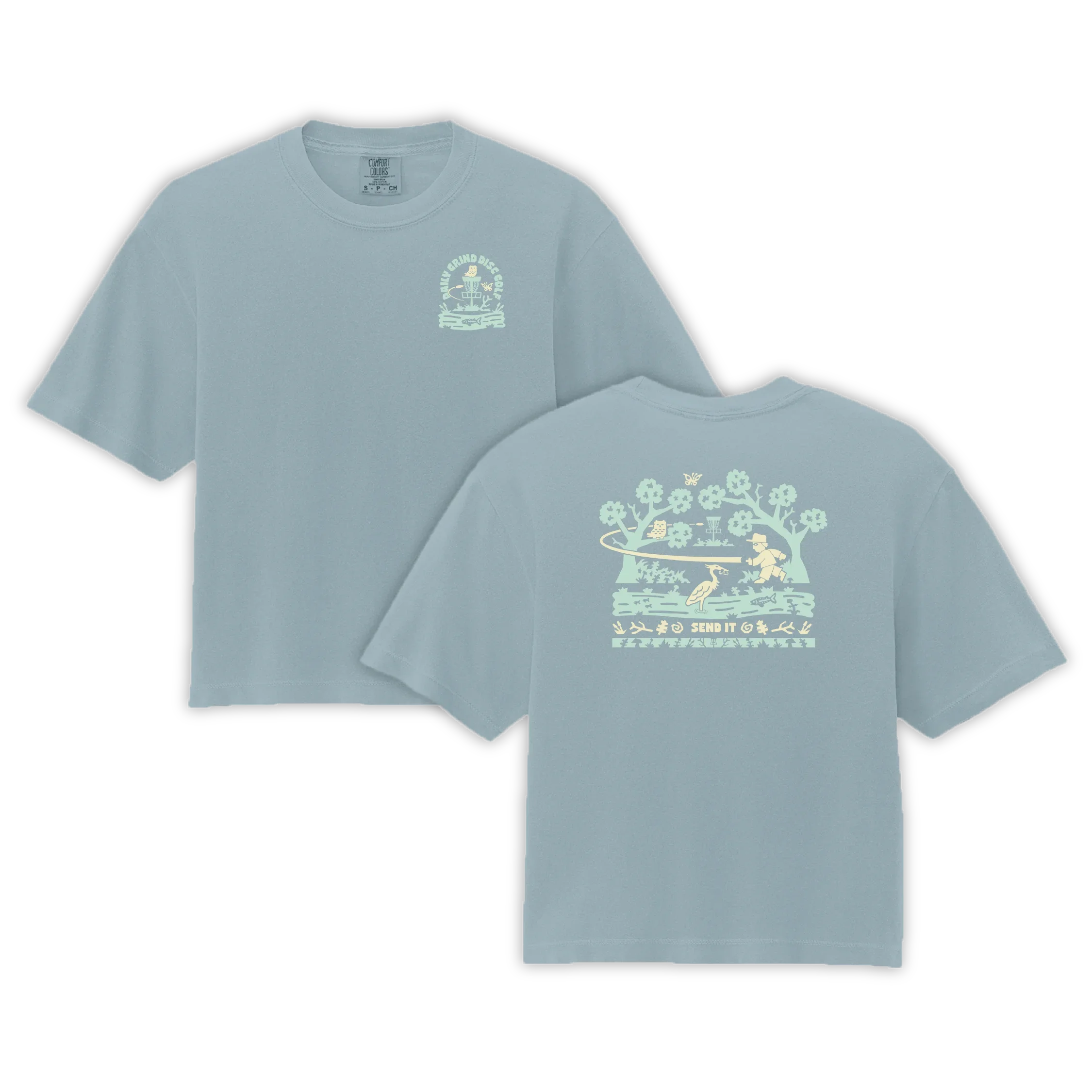 Send It - Women Fit Cropped Disc Golf Shirt - Daily Grind Disc Golf